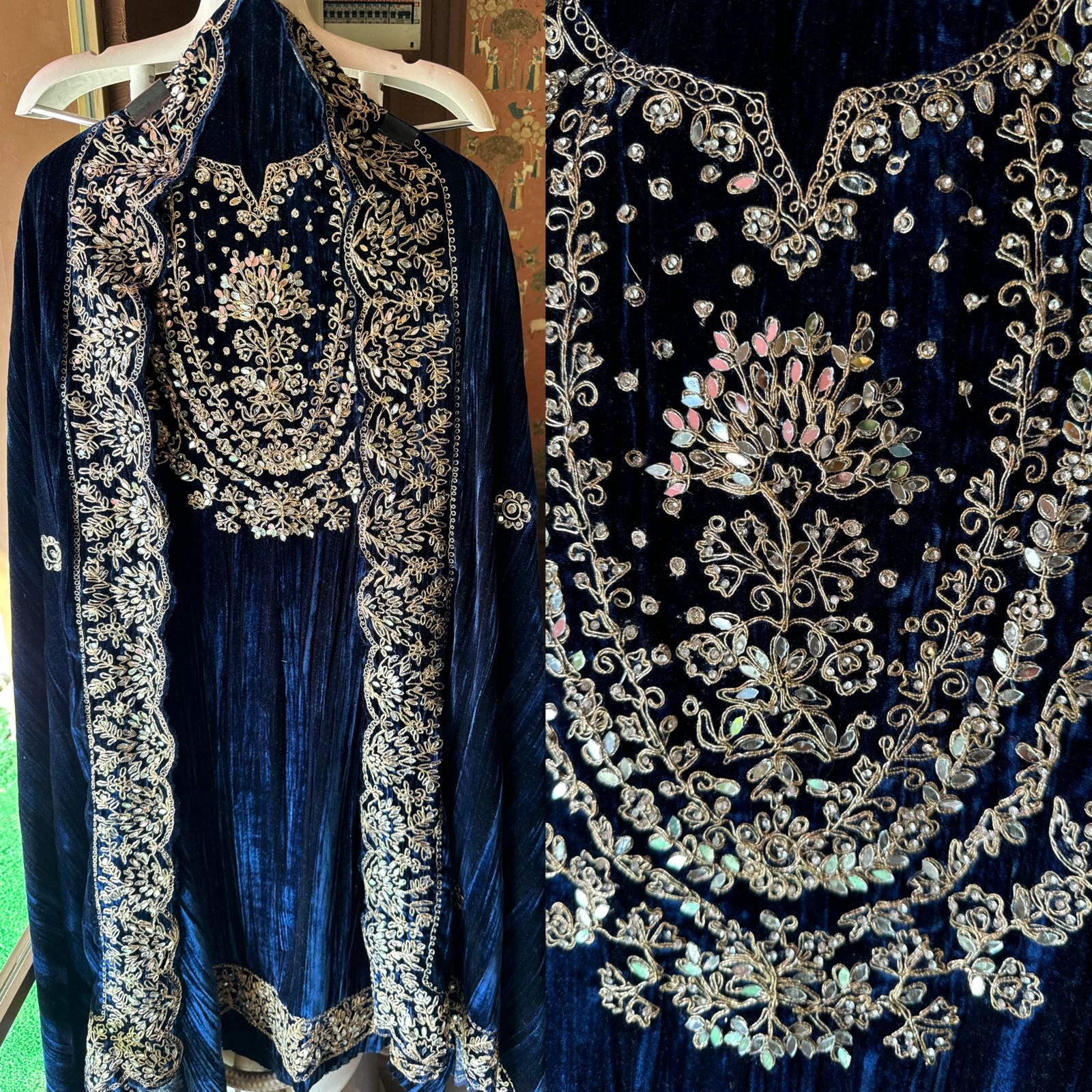 SHOP OUR BEST SELLING CRUSHED VELVET MIRROR WORK SUITS