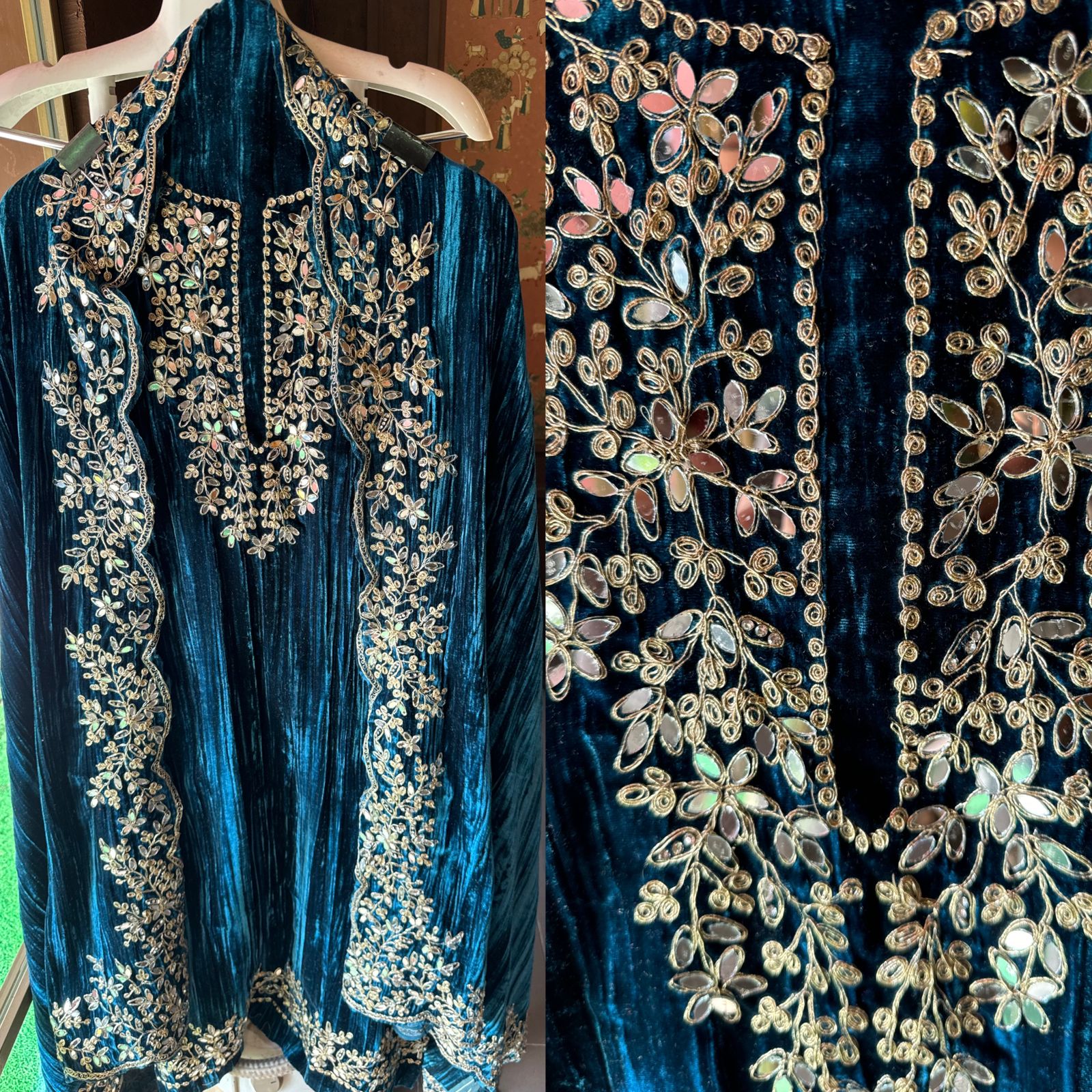 SHOP OUR BEST SELLING CRUSHED VELVET MIRROR WORK SUITS