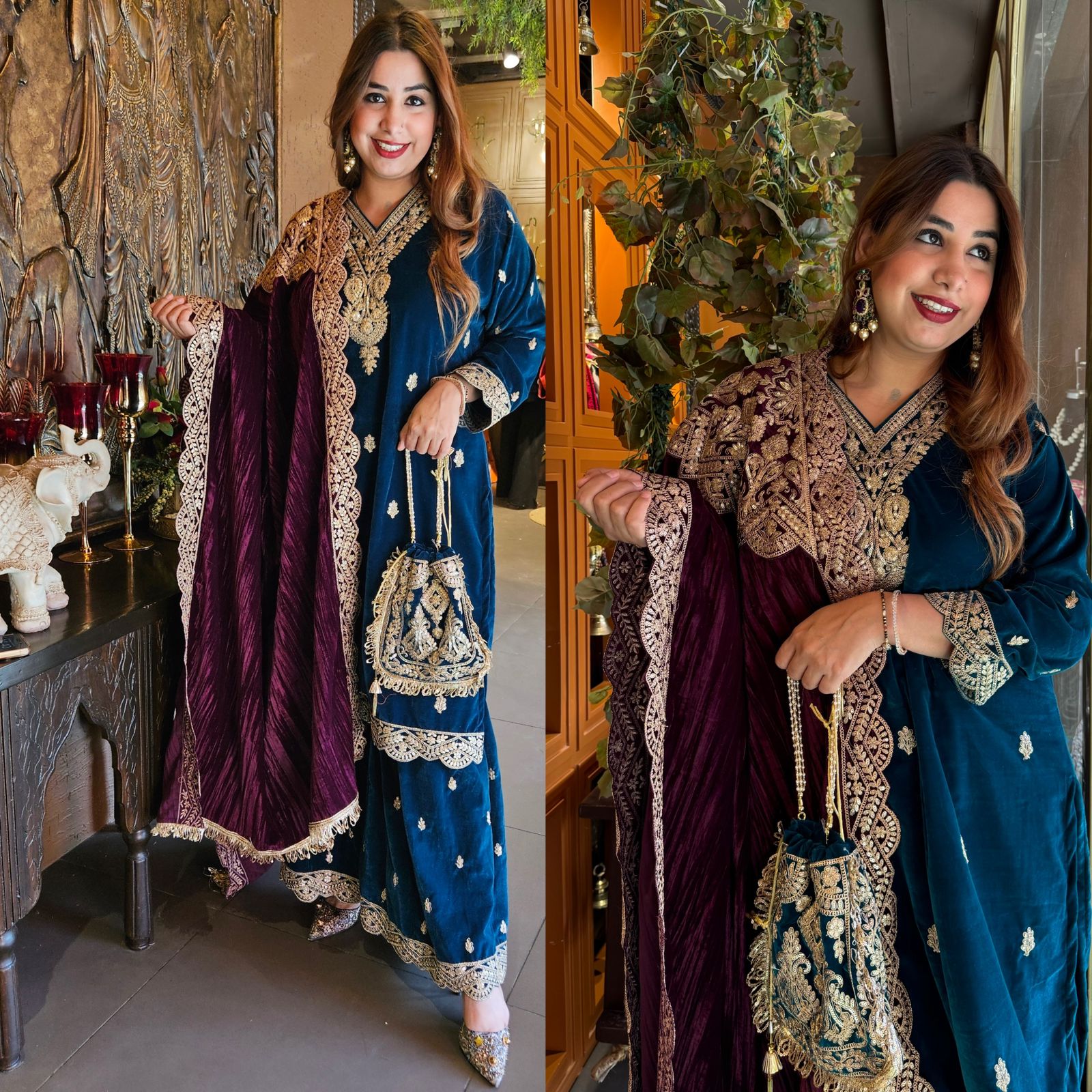 Shop our latest Velvet Stitched Sharara Set