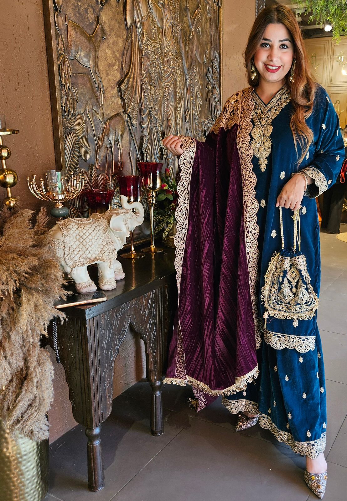 Shop our latest Velvet Stitched Sharara Set