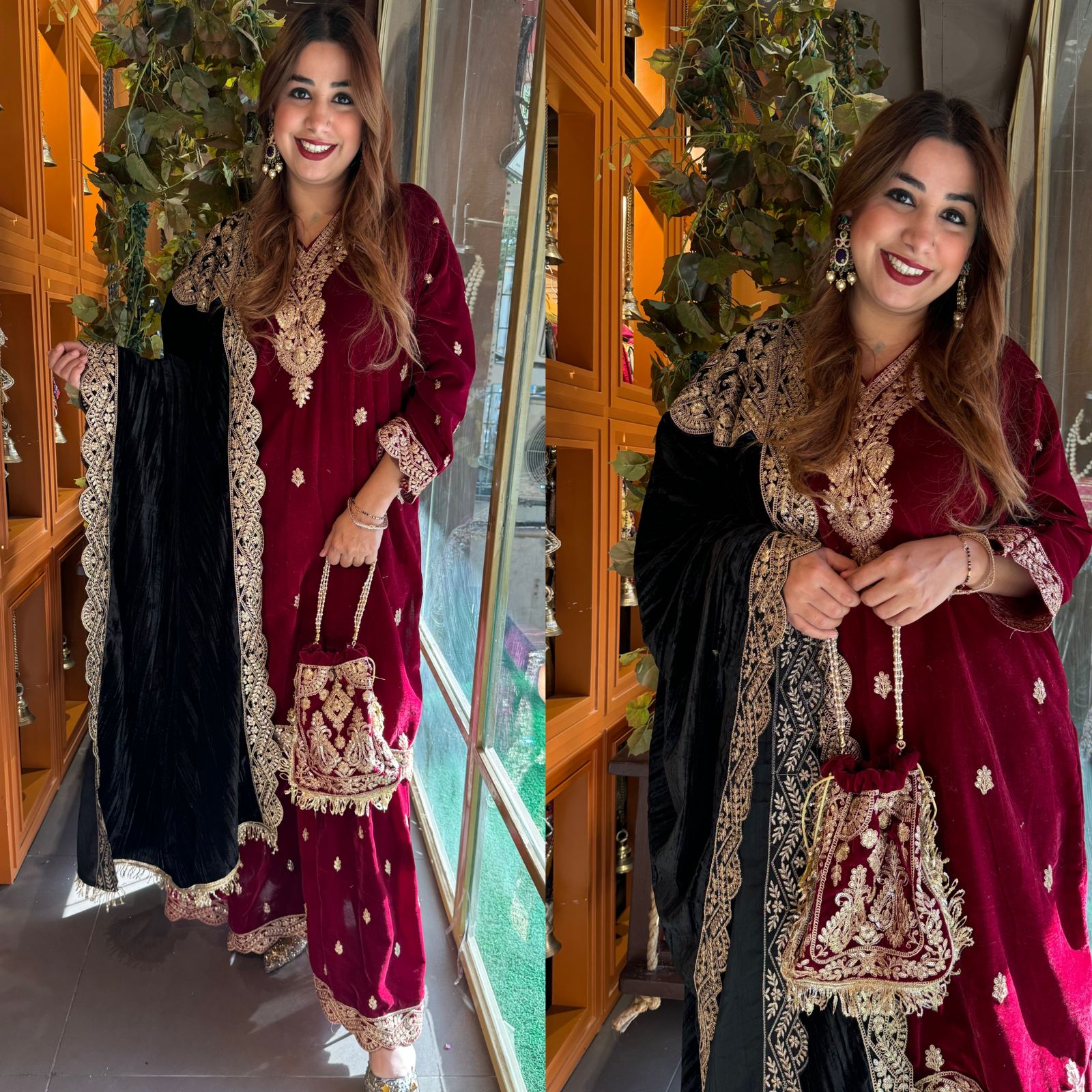 Shop our latest Velvet Stitched Sharara Set