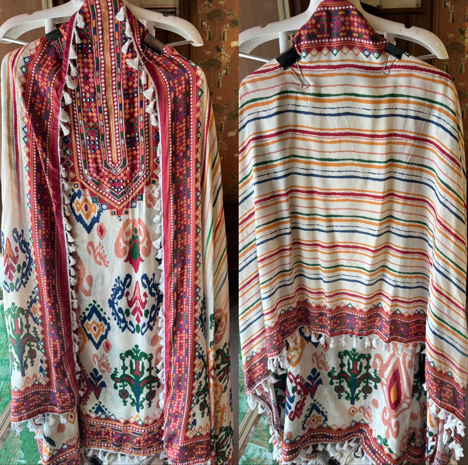 Pure soft Mul muslin Ikkat digital printed Unstitched shirt