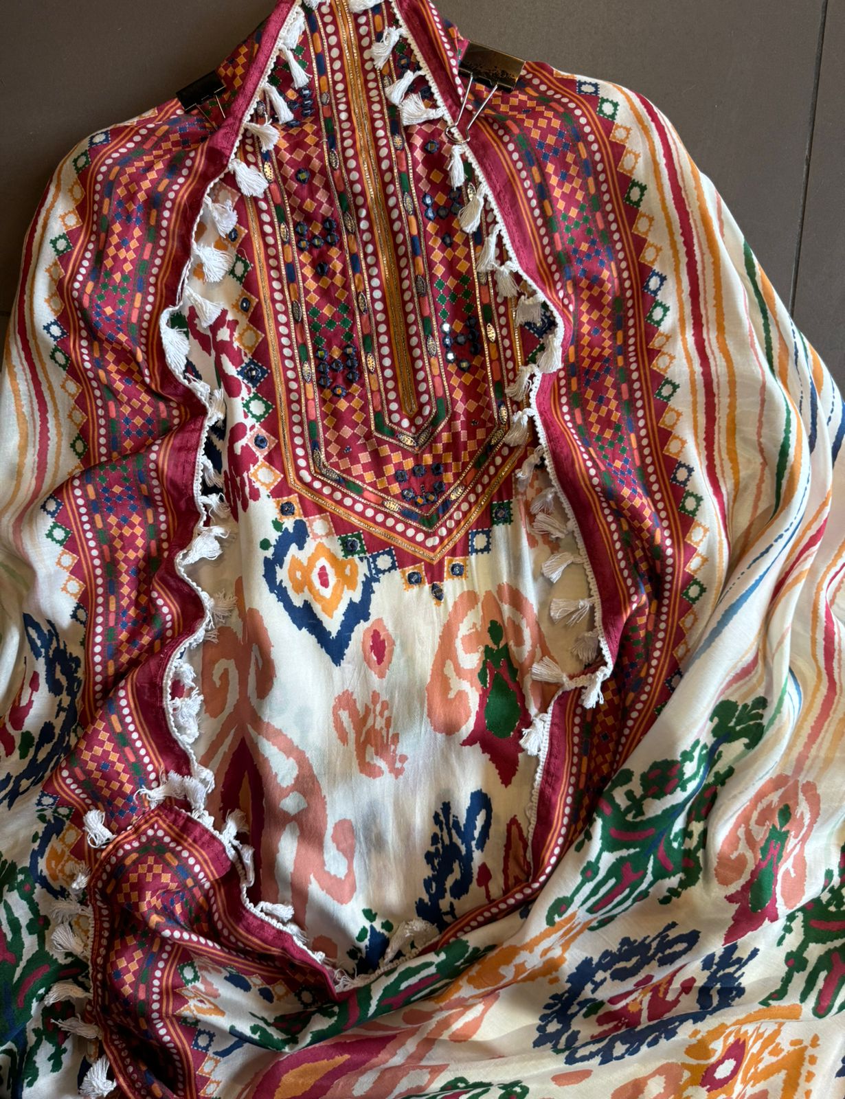 Pure soft Mul muslin Ikkat digital printed Unstitched shirt