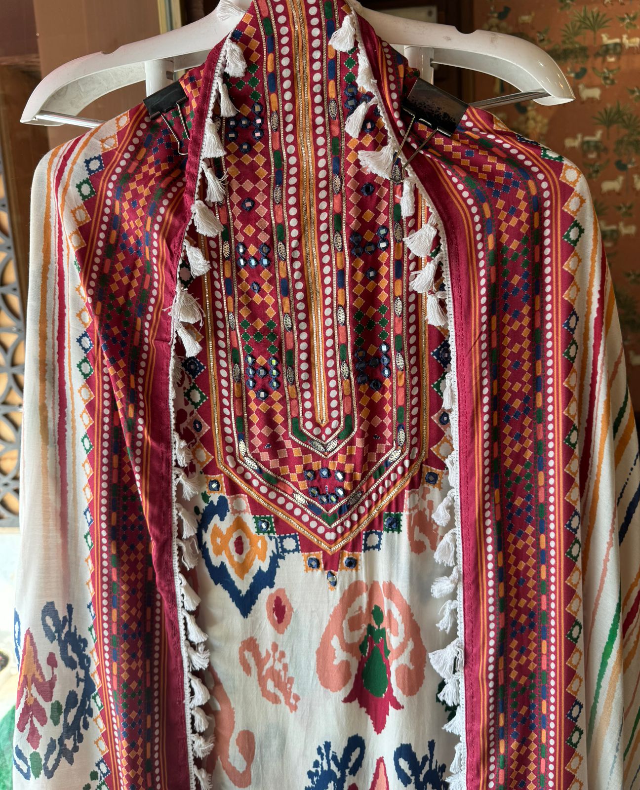 Pure soft Mul muslin Ikkat digital printed Unstitched shirt