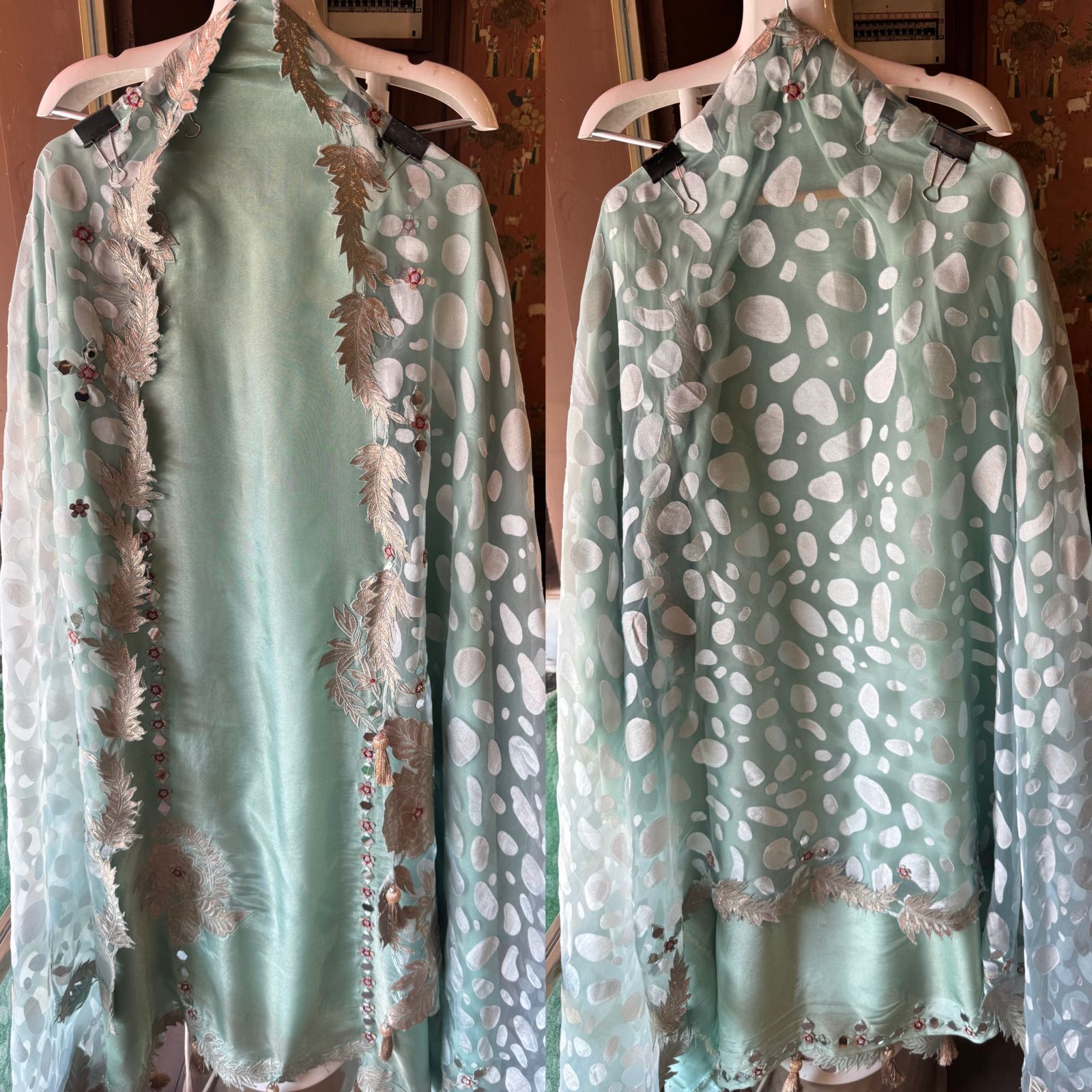 Tissue unstitched Shirt with designer shimmer floral