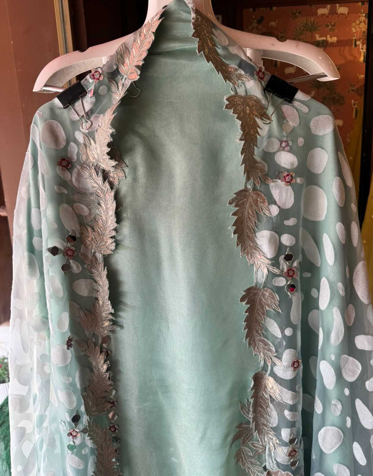 Tissue unstitched Shirt with designer shimmer floral