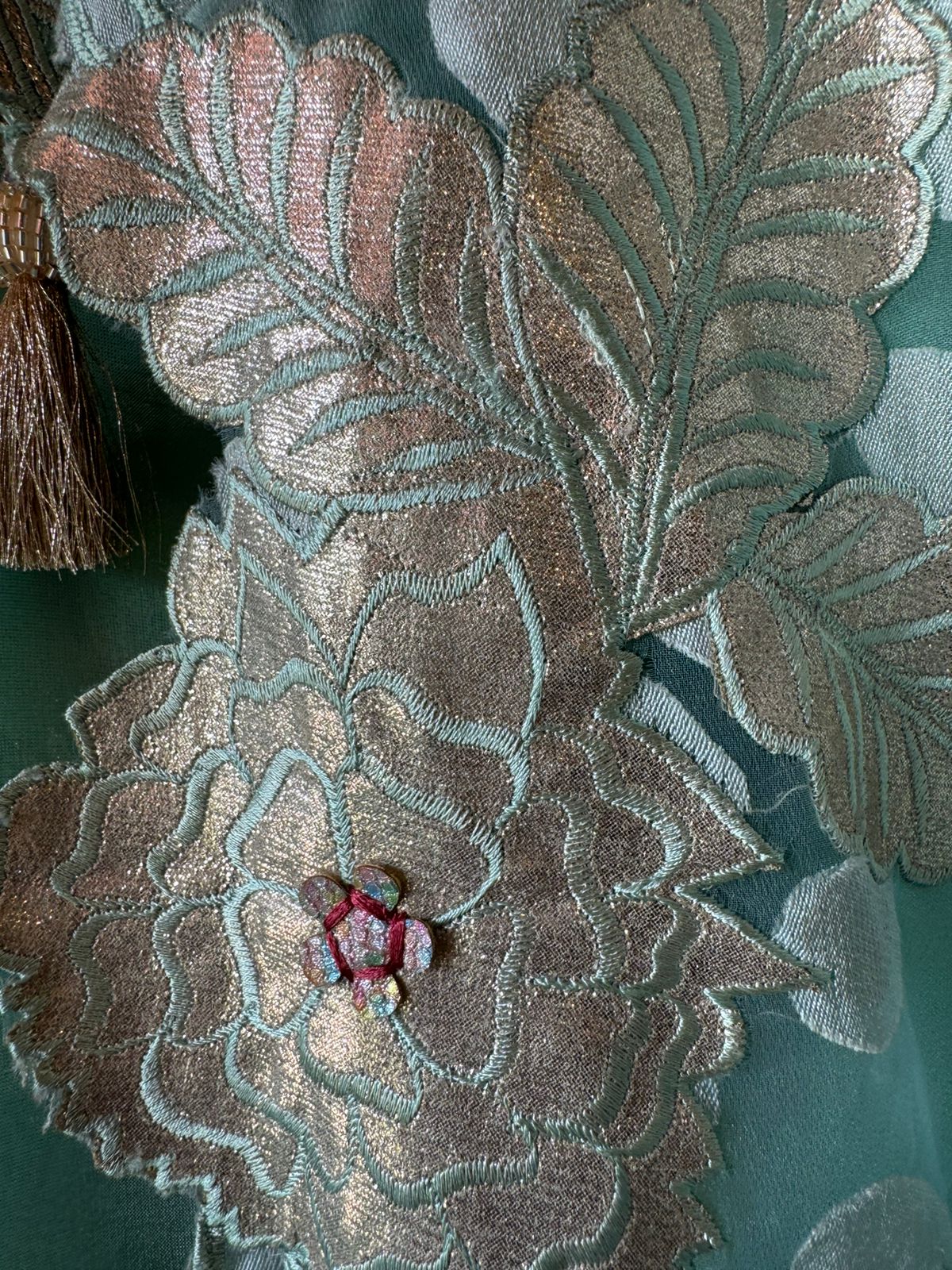 Tissue unstitched Shirt with designer shimmer floral