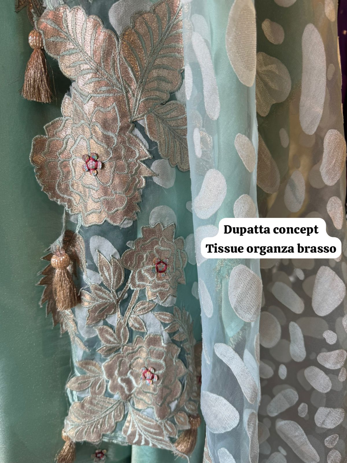 Tissue unstitched Shirt with designer shimmer floral