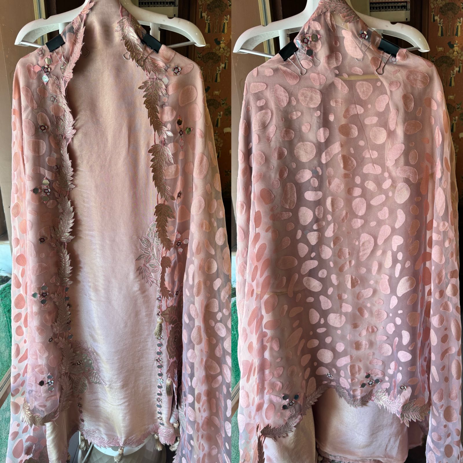 Tissue unstitched Shirt with designer shimmer floral