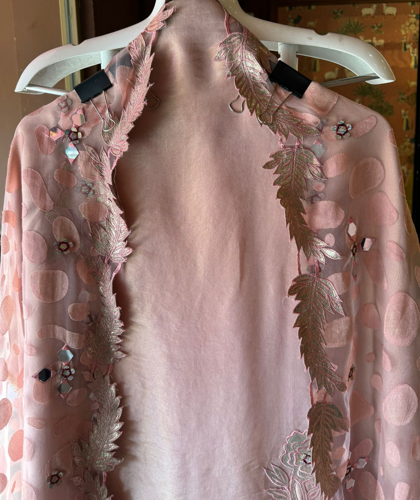 Tissue unstitched Shirt with designer shimmer floral