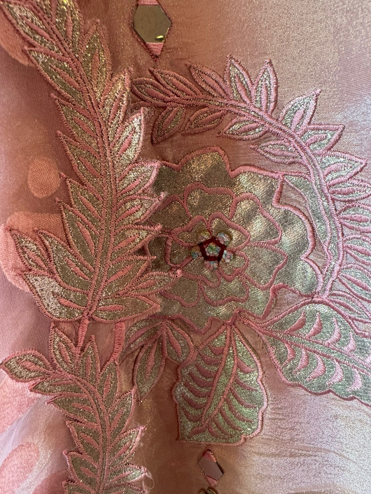 Tissue unstitched Shirt with designer shimmer floral