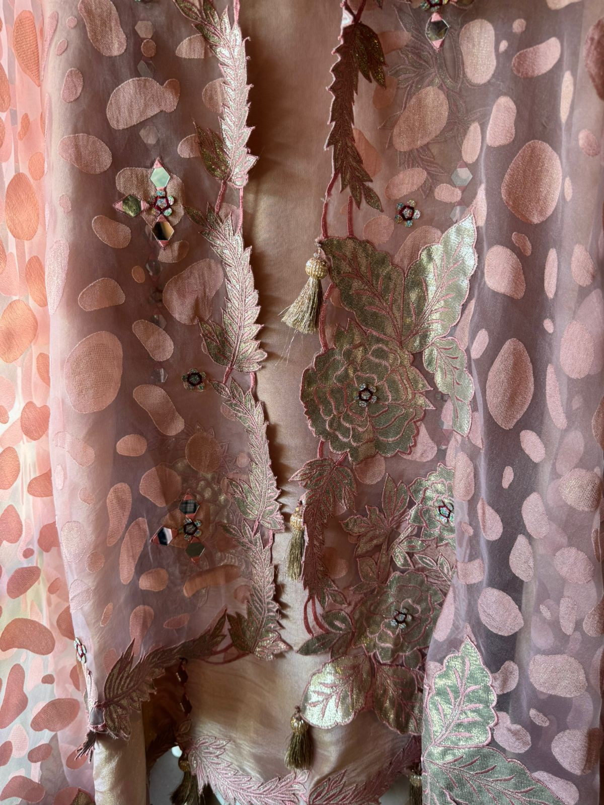 Tissue unstitched Shirt with designer shimmer floral