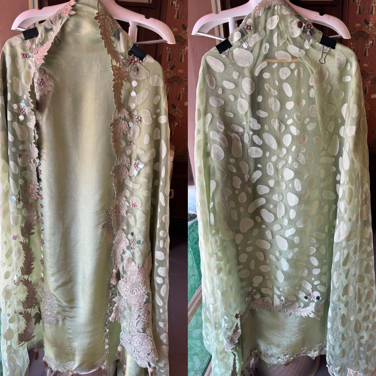 Tissue unstitched Shirt with designer shimmer floral