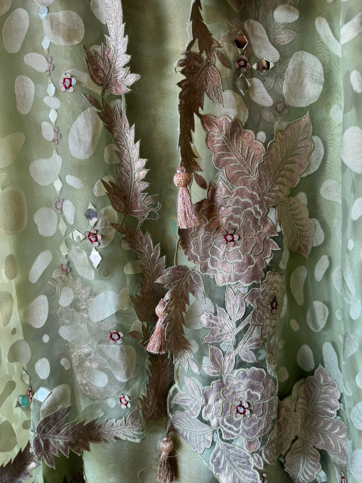 Tissue unstitched Shirt with designer shimmer floral