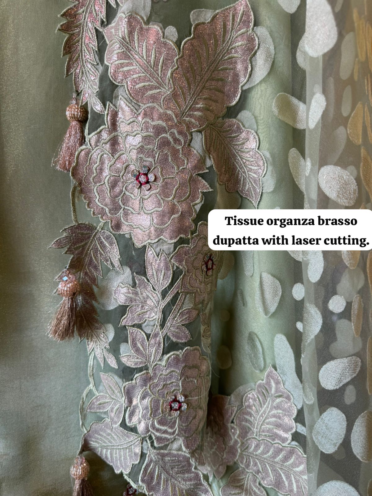 Tissue unstitched Shirt with designer shimmer floral