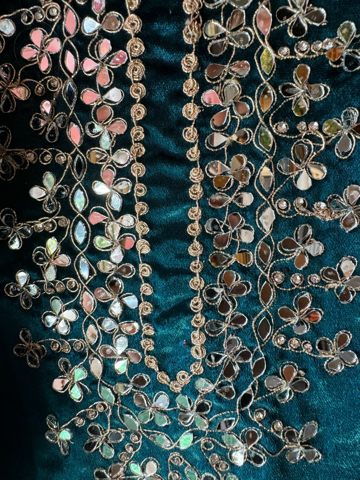 Pure micro velvet plain shirt with Very beautiful mirror work