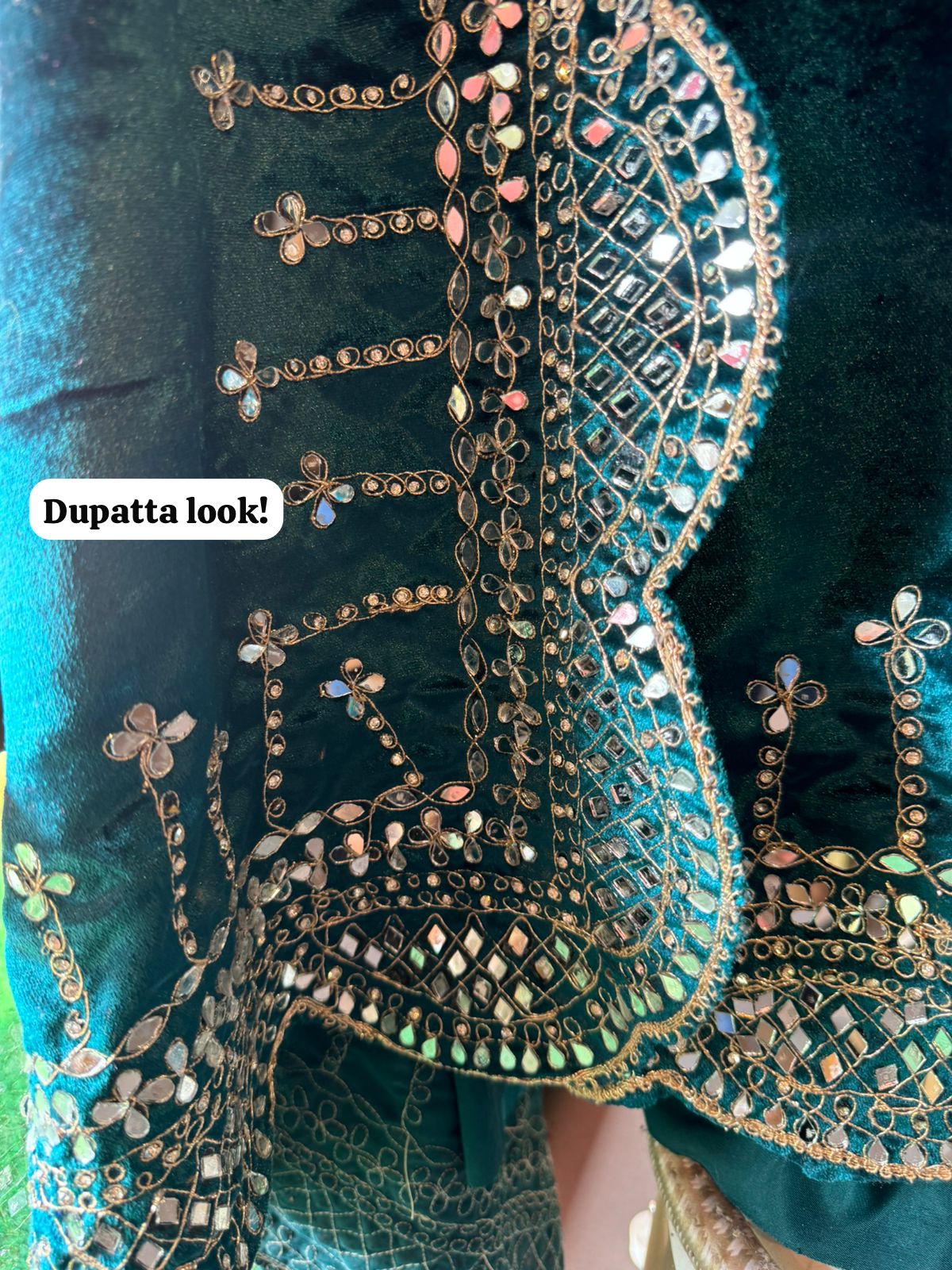 Pure micro velvet plain shirt with Very beautiful mirror work