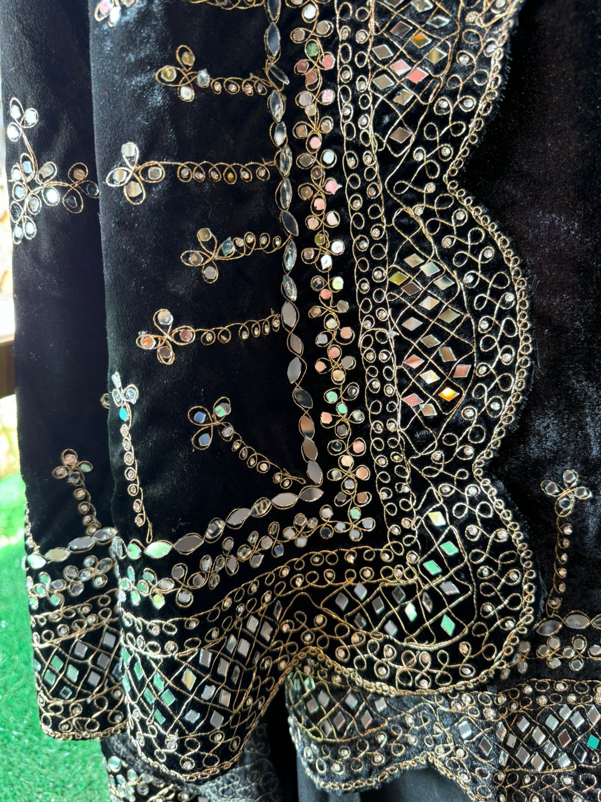 Pure micro velvet plain shirt with Very beautiful mirror work