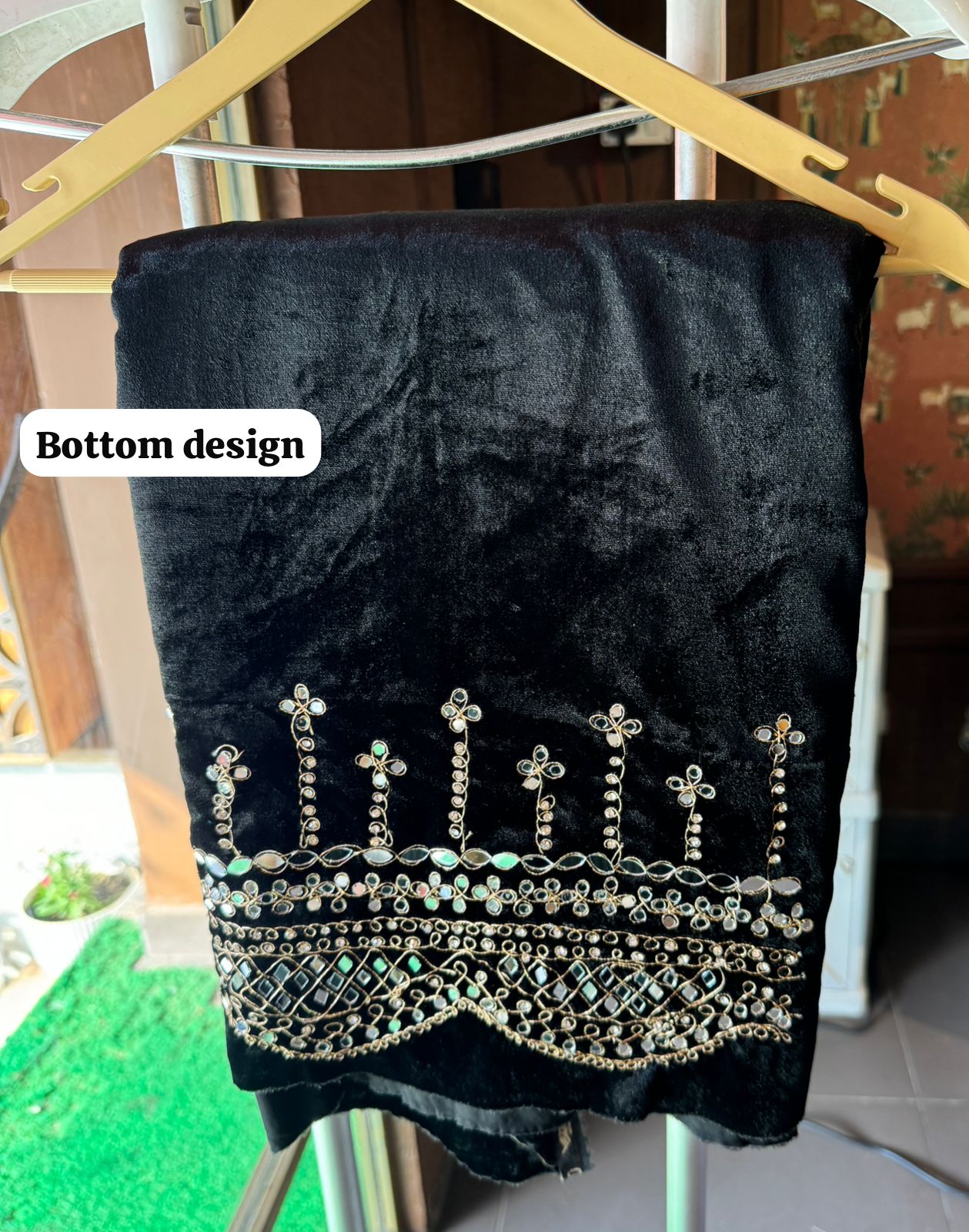 Pure micro velvet plain shirt with Very beautiful mirror work