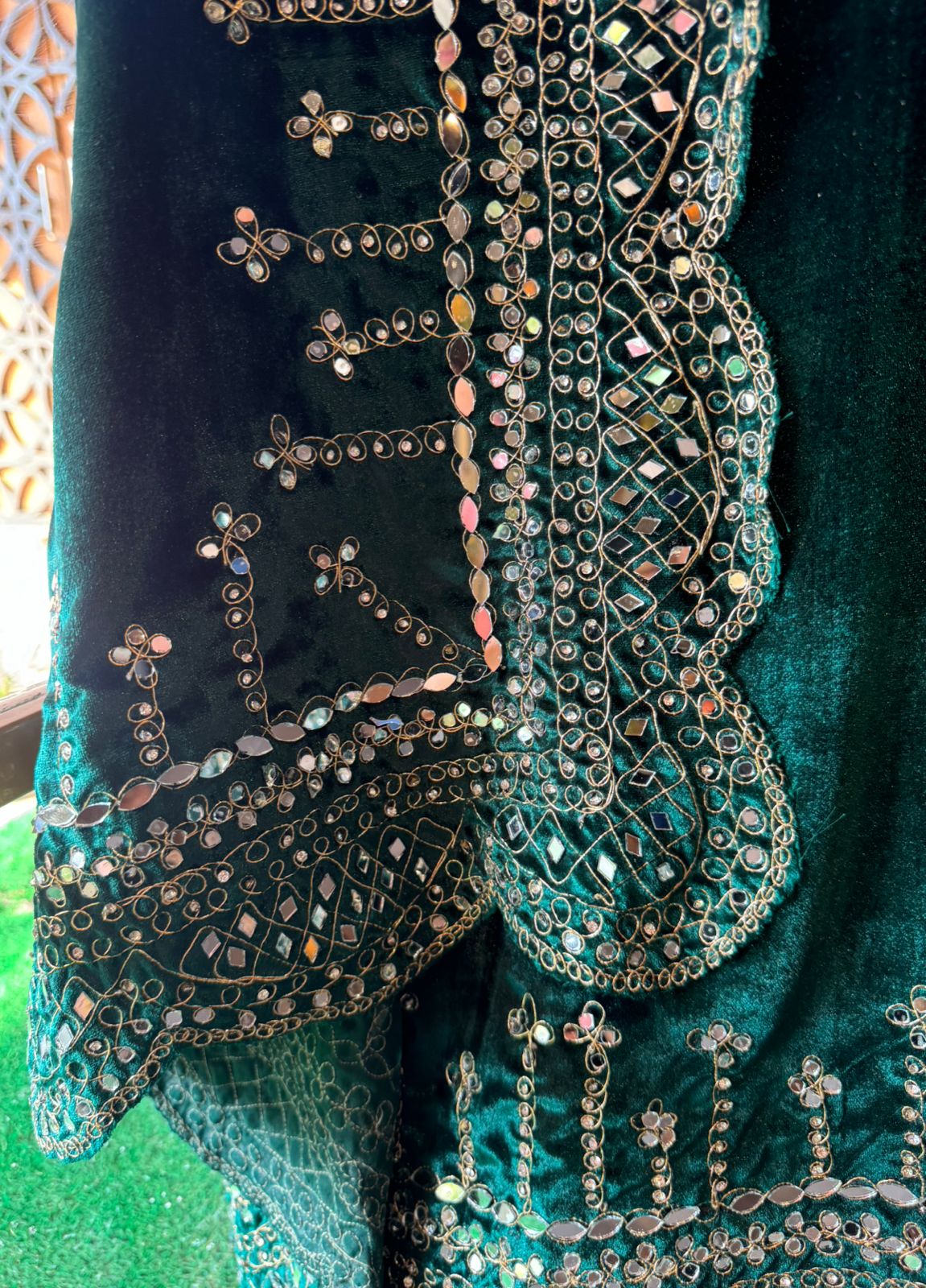 Pure micro velvet plain shirt with Very beautiful mirror work