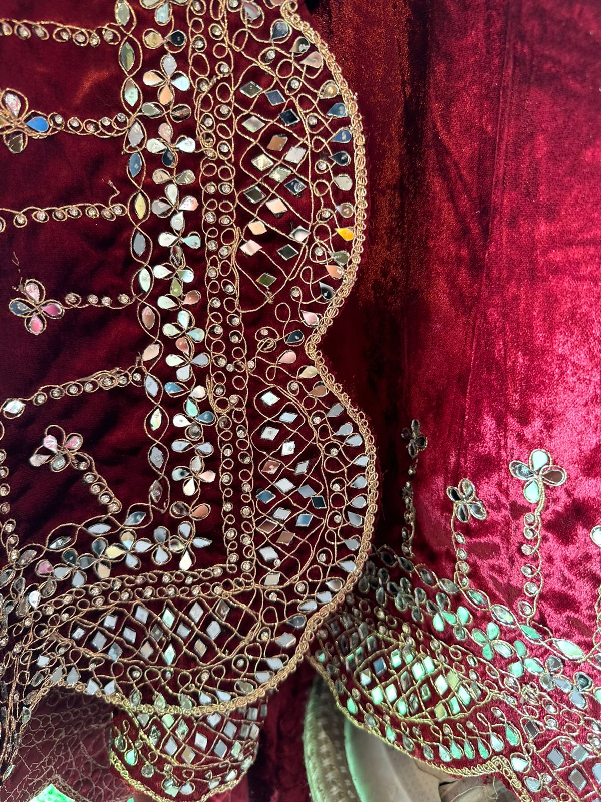 Pure micro velvet plain shirt with Very beautiful mirror work