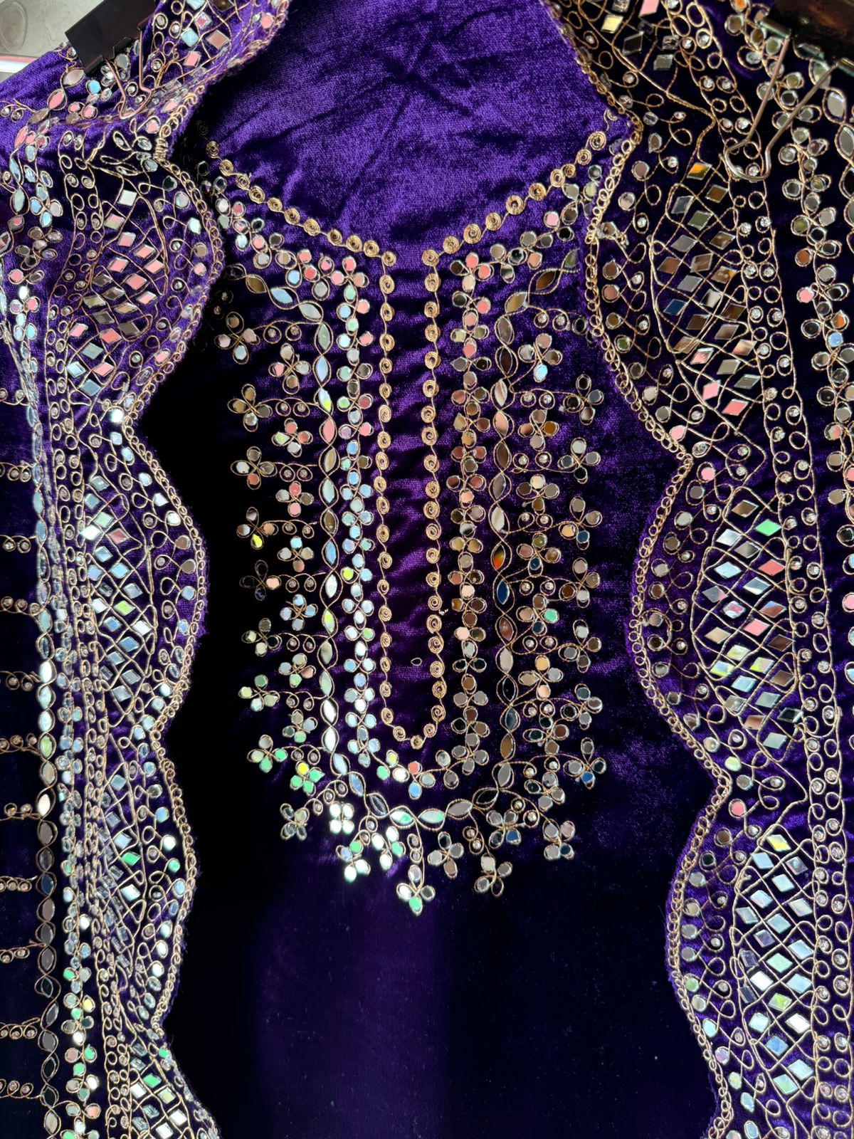 Pure micro velvet plain shirt with Very beautiful mirror work