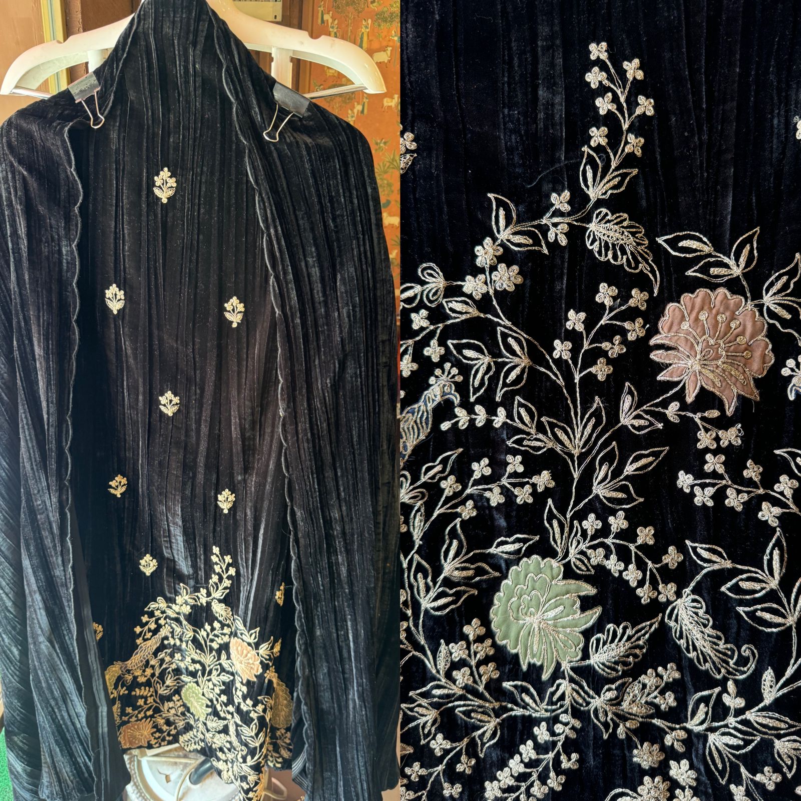 Crushed velvet unstitched designer suit concept With very beautiful daaman