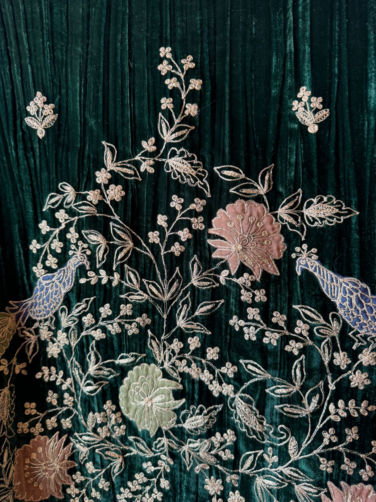 Crushed velvet unstitched designer suit concept With very beautiful daaman