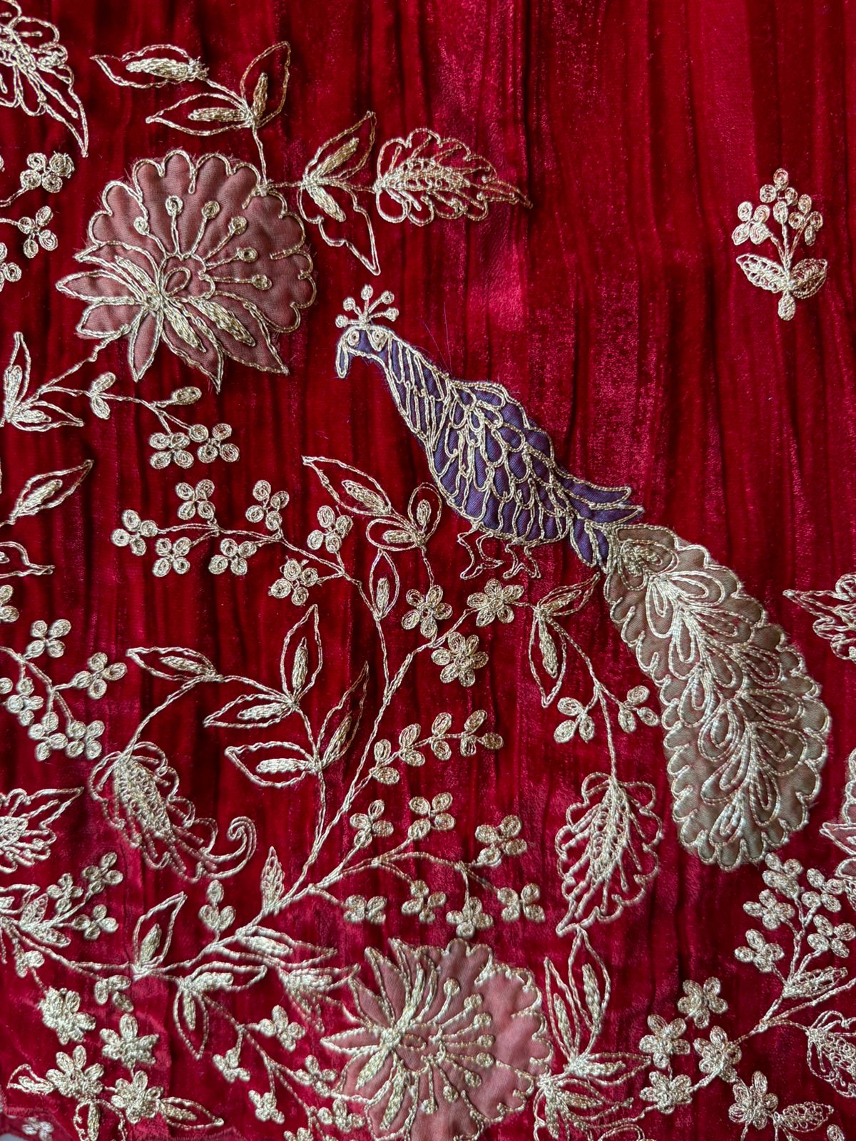 Crushed velvet unstitched designer suit concept With very beautiful daaman