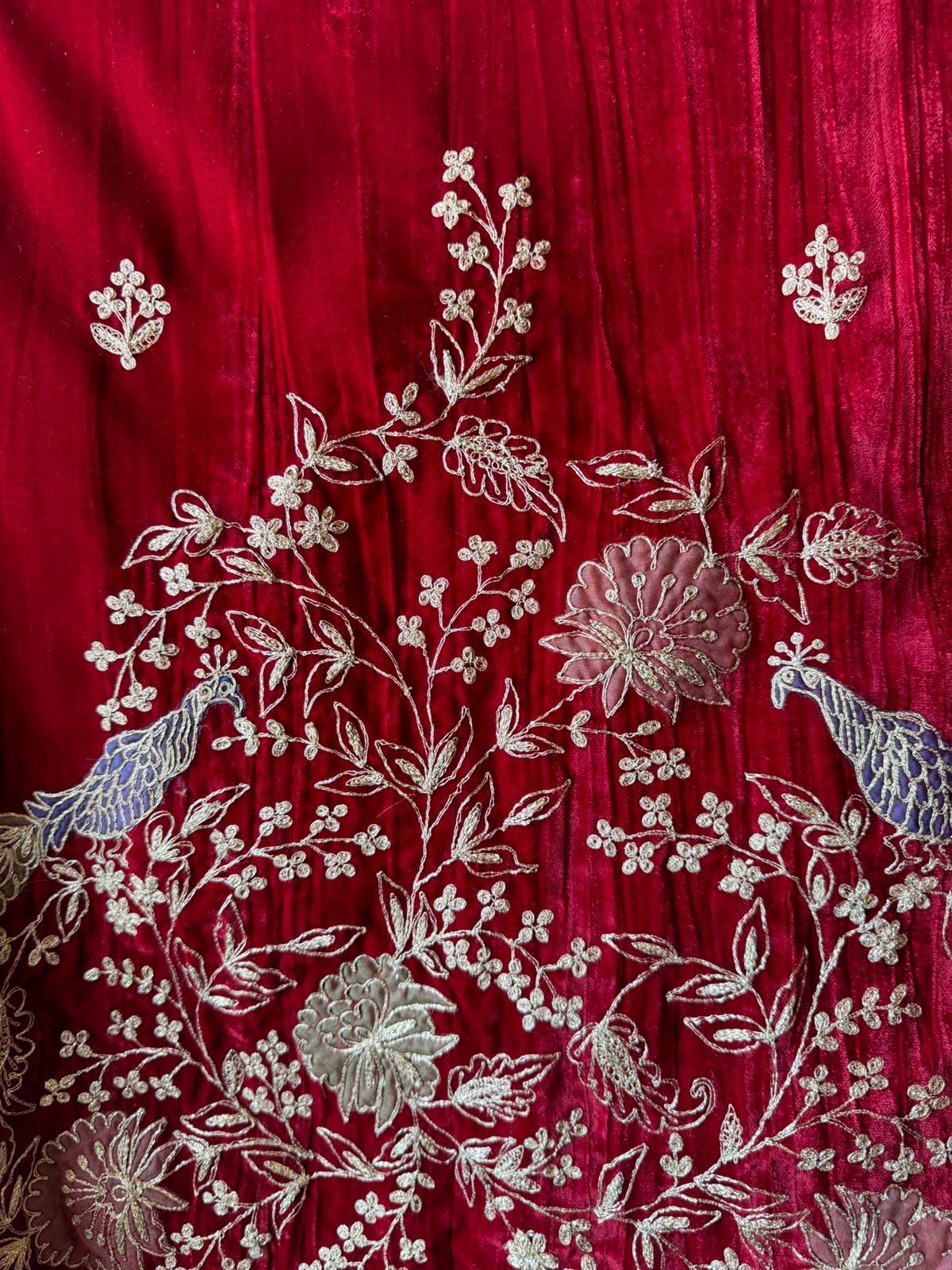 Crushed velvet unstitched designer suit concept With very beautiful daaman