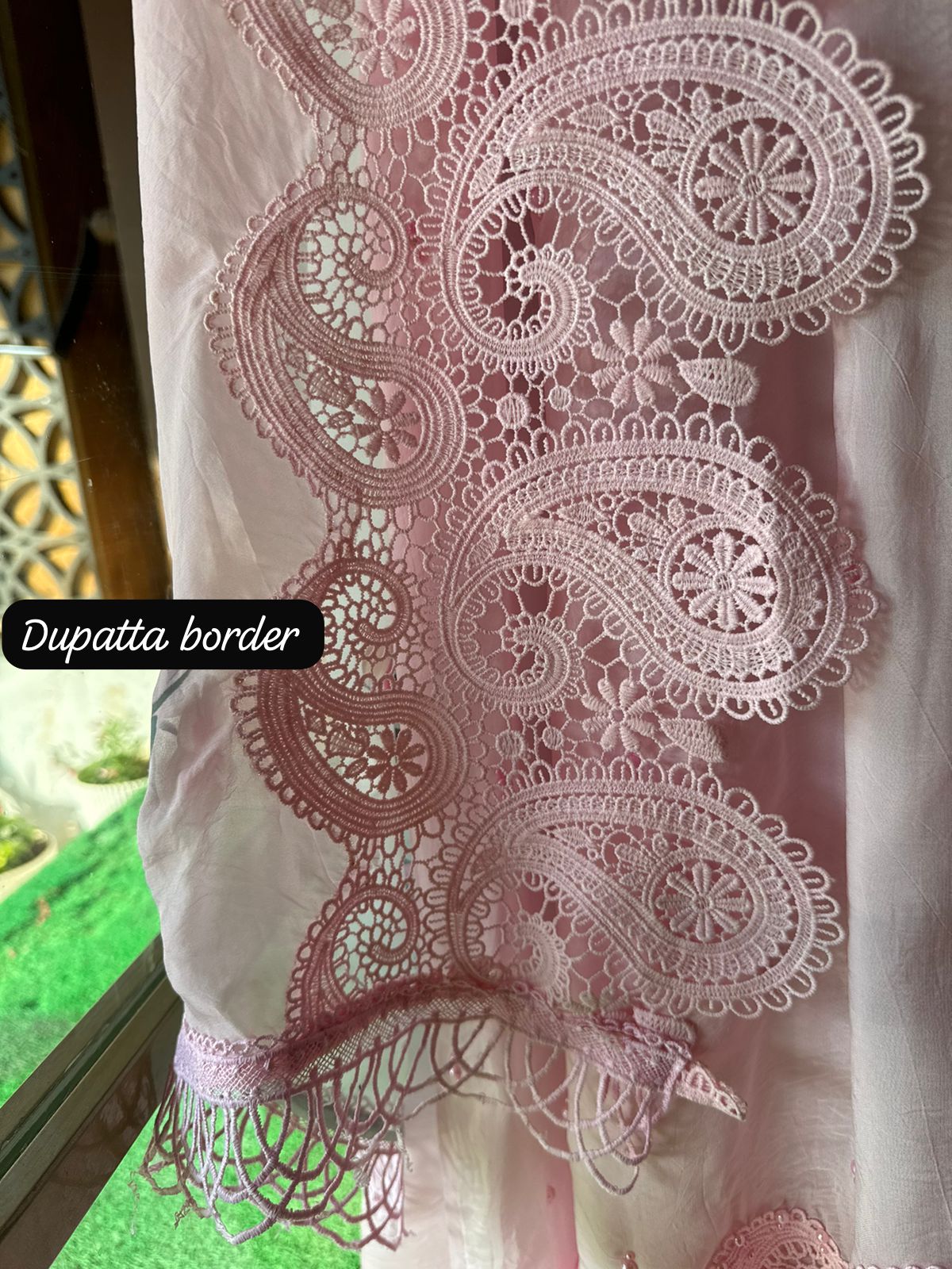 Soft organza Unstitched suit piece  With imported Crochia lace