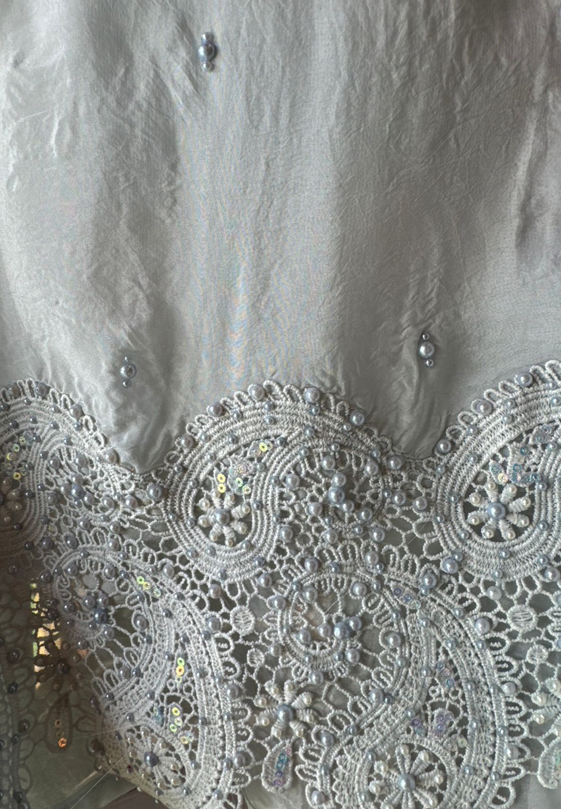 Soft organza Unstitched suit piece  With imported Crochia lace