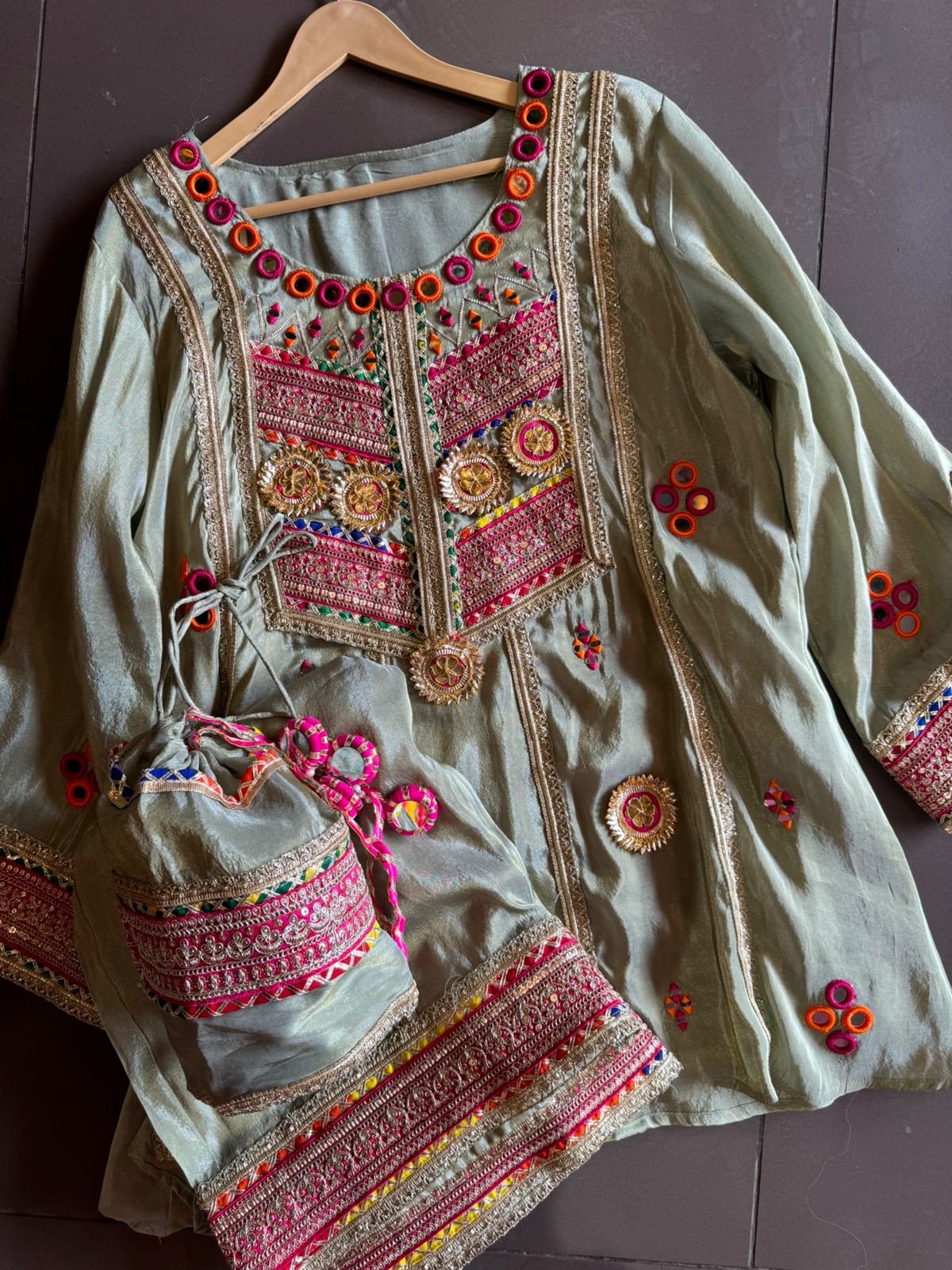 Pure shimmer tissue silk top