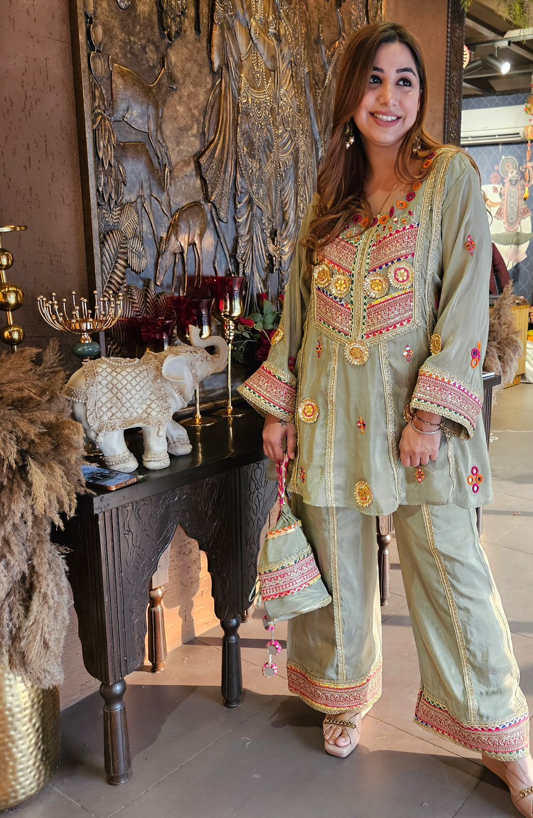 Pure shimmer tissue silk top