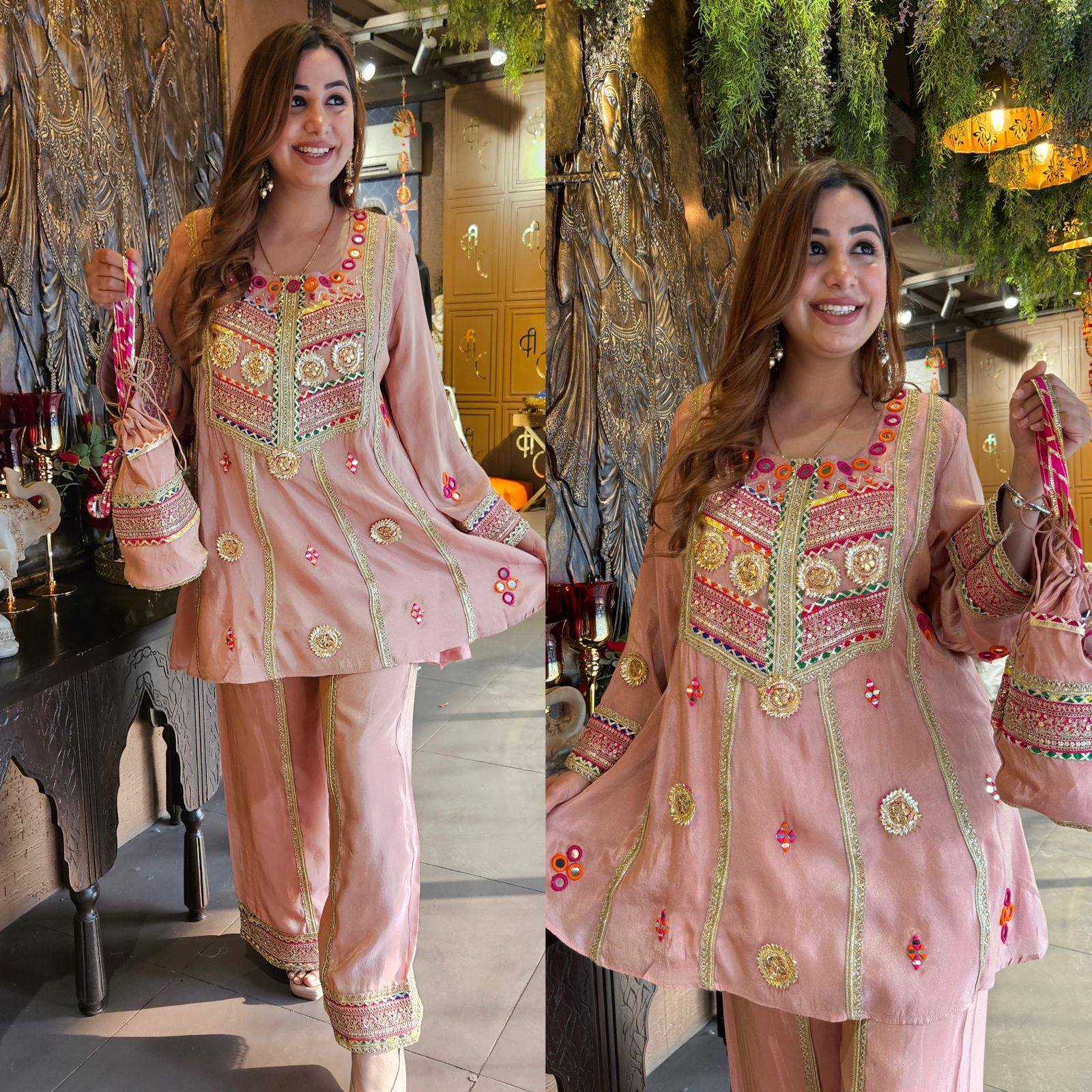 Pure shimmer tissue silk top