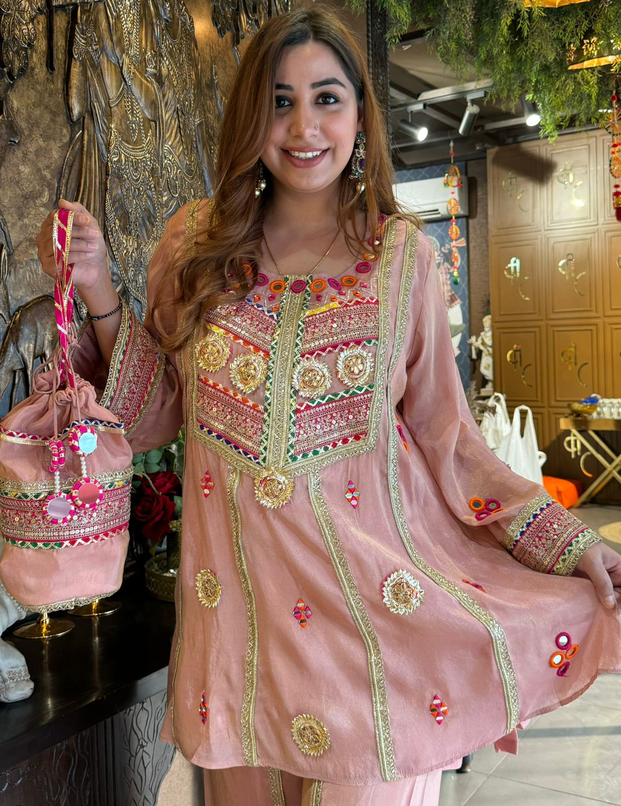 Pure shimmer tissue silk top