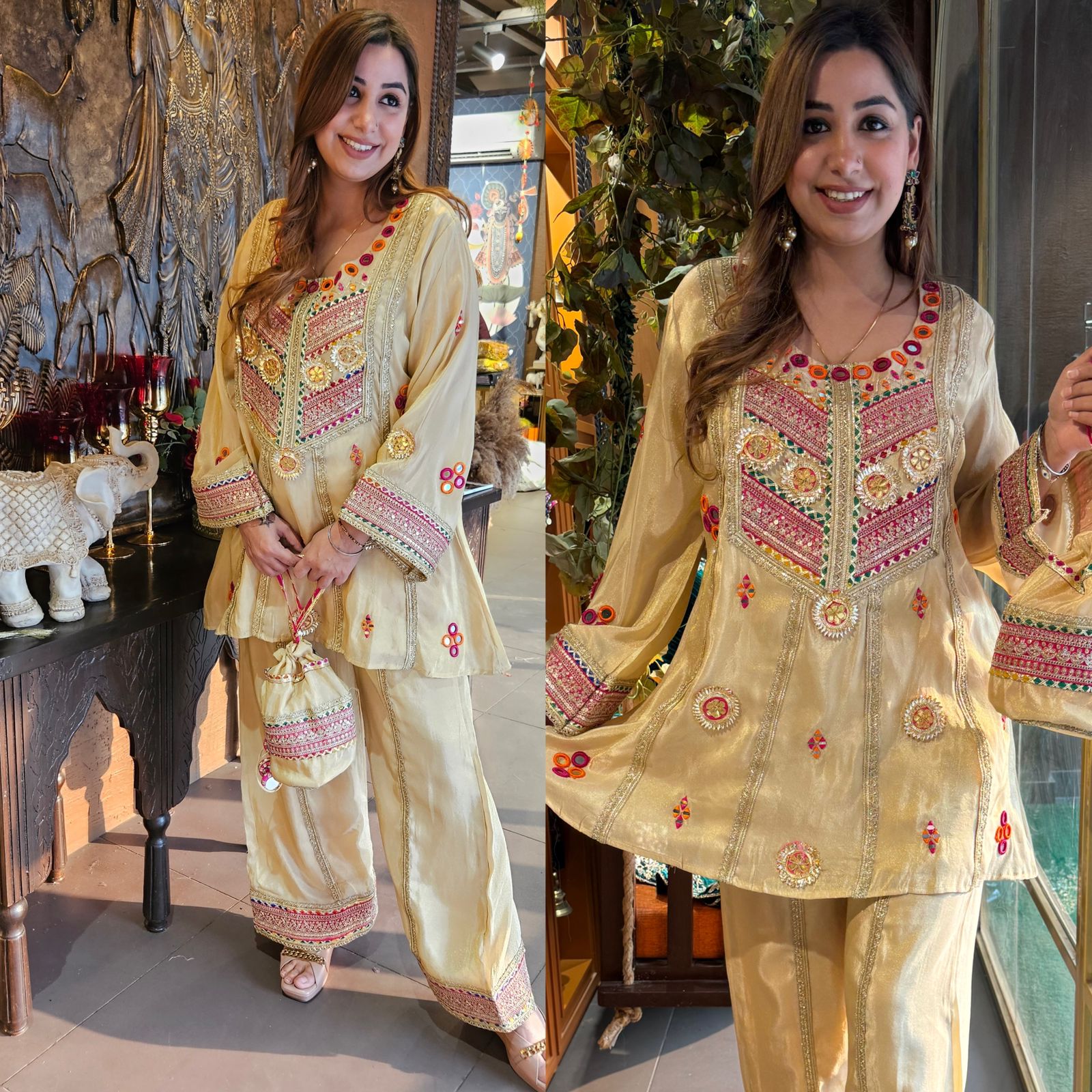 Pure shimmer tissue silk top