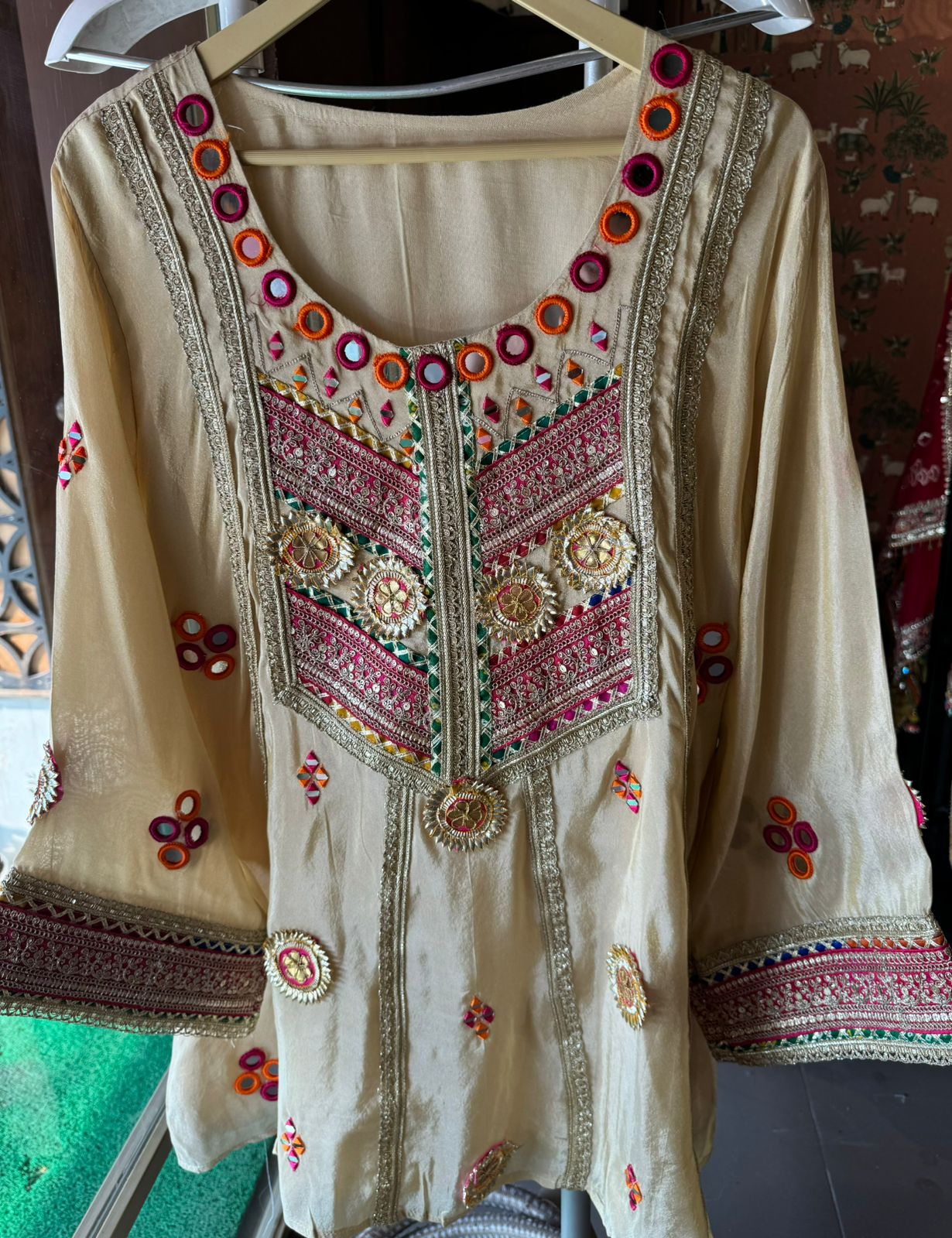 Pure shimmer tissue silk top