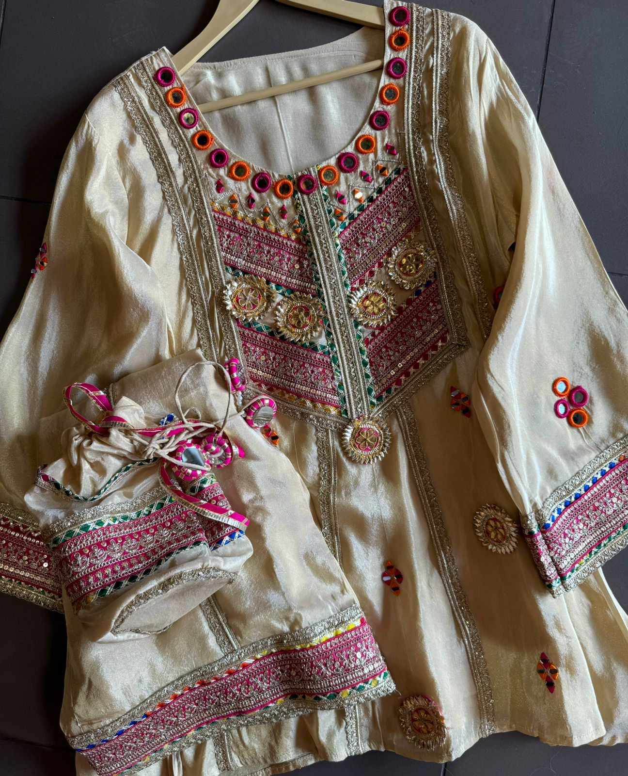 Pure shimmer tissue silk top