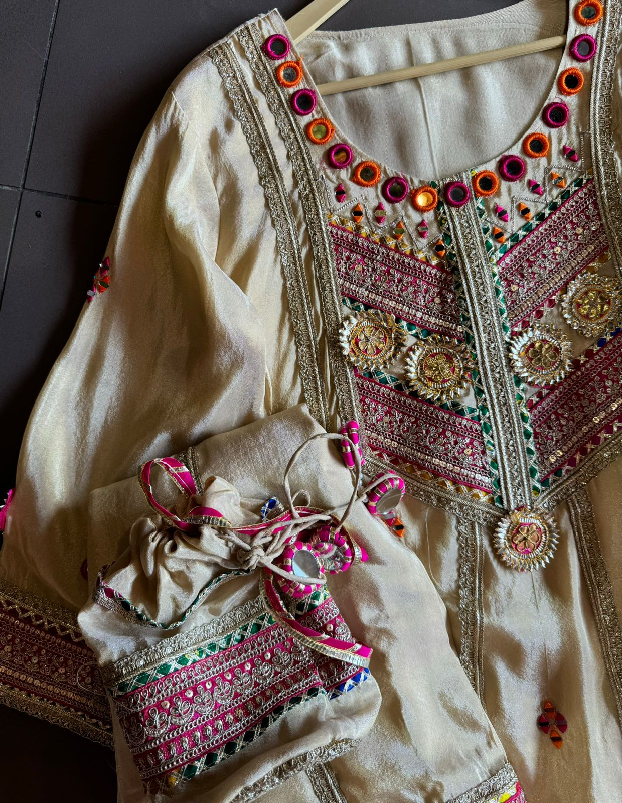 Pure shimmer tissue silk top