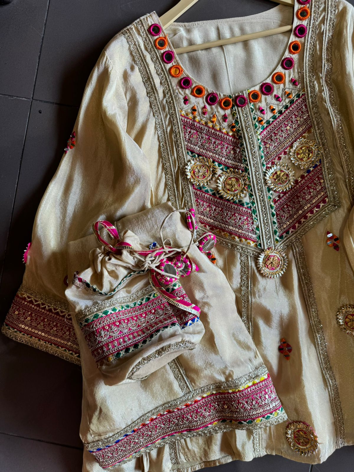 Pure shimmer tissue silk top