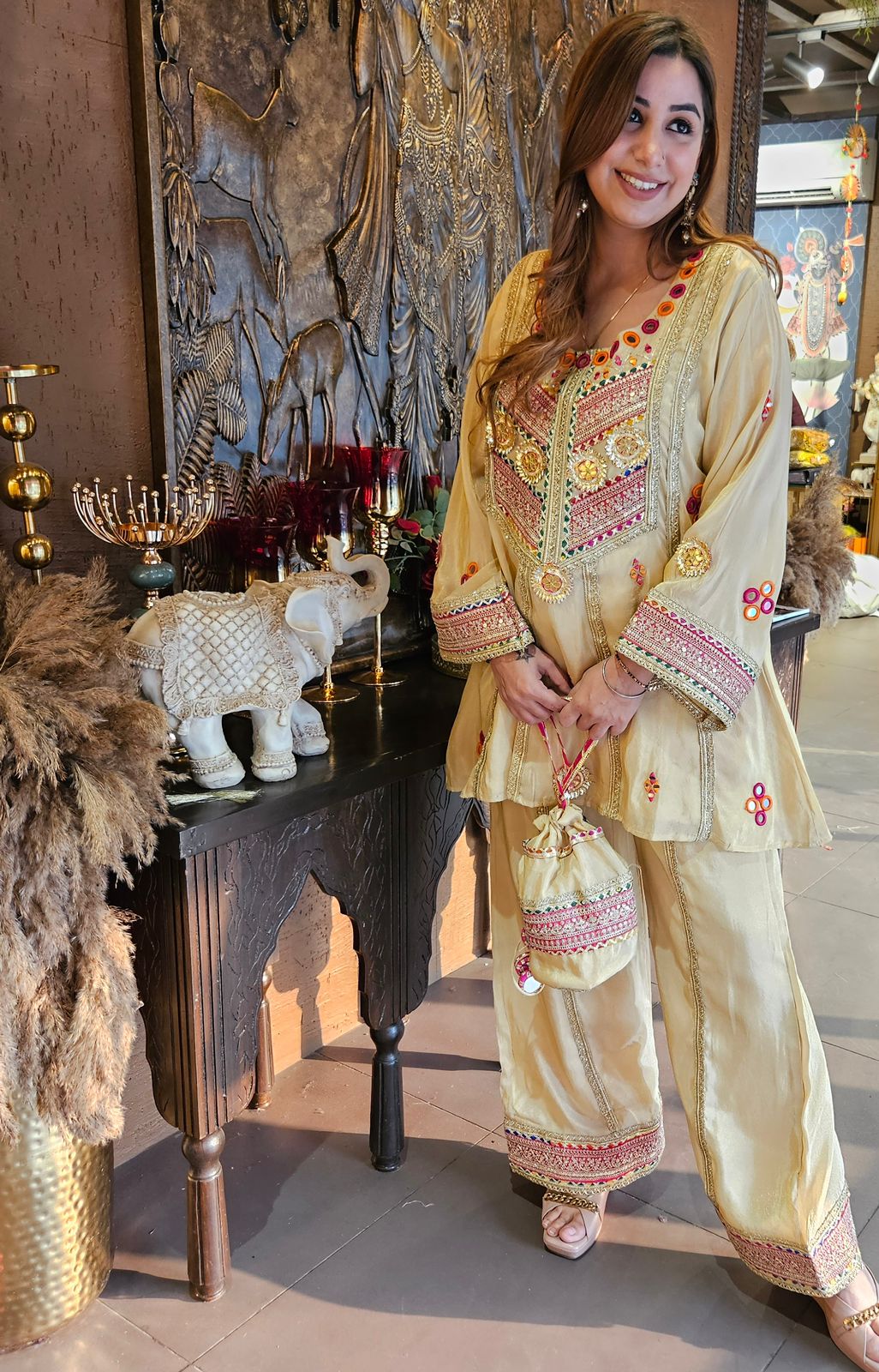 Pure shimmer tissue silk top