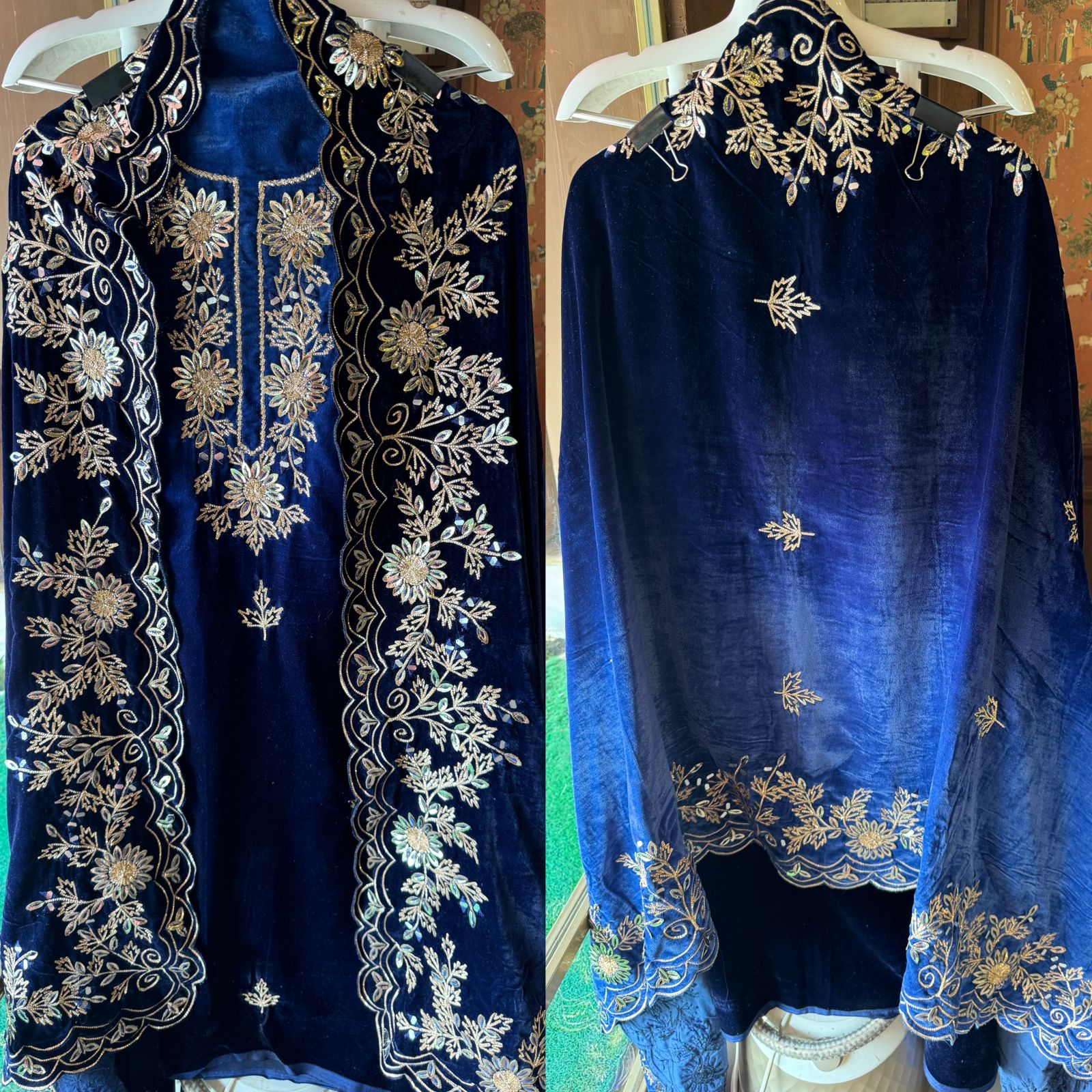 Pure silk velvet Ombre shaded Suits