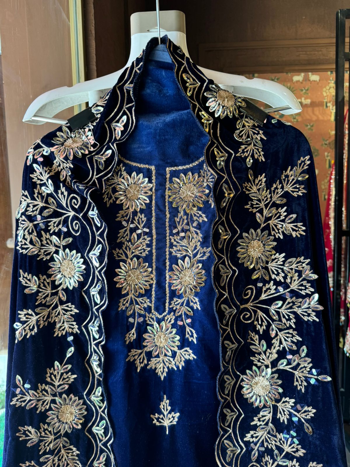 Pure silk velvet Ombre shaded Suits