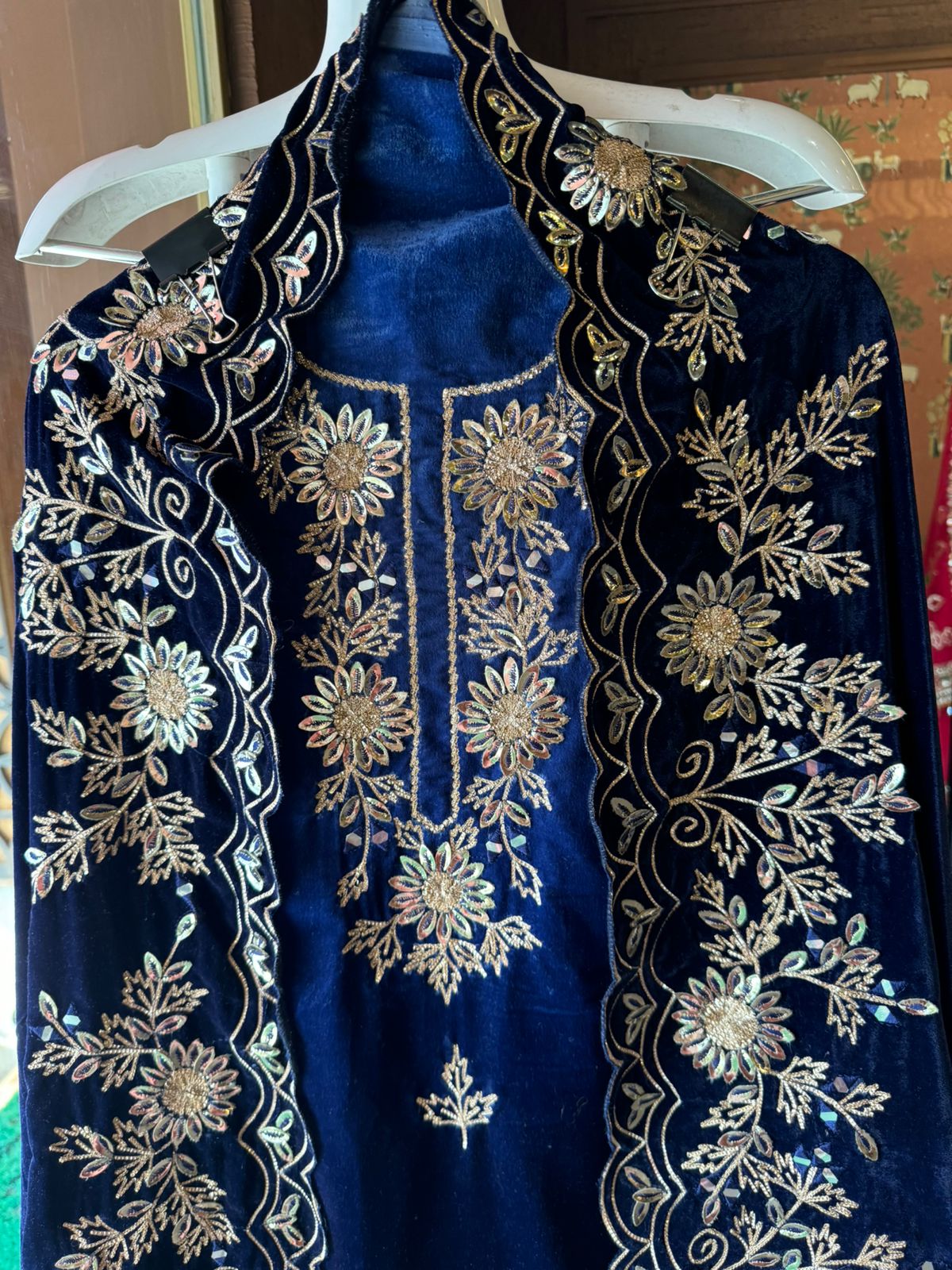 Pure silk velvet Ombre shaded Suits