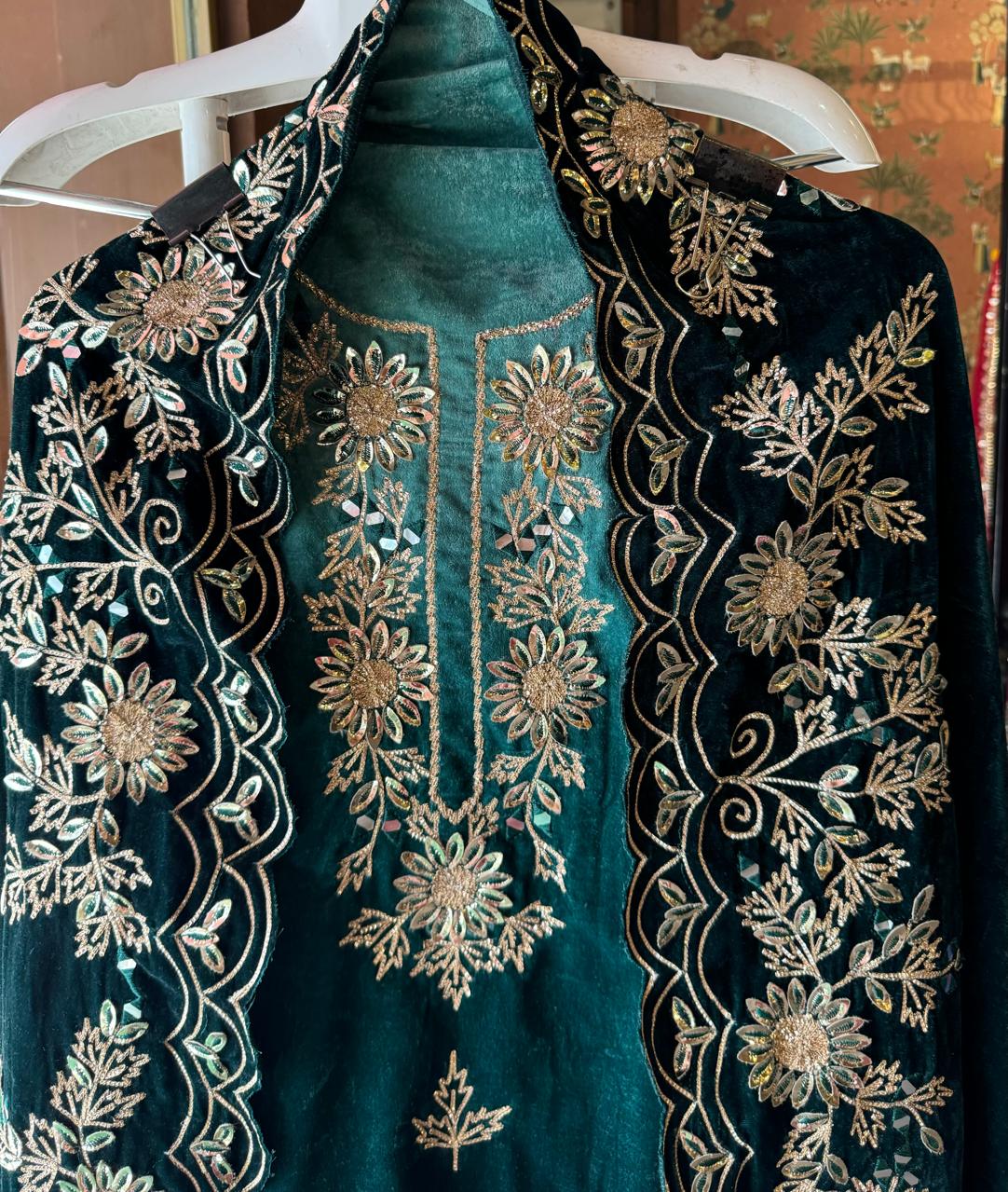 Pure silk velvet Ombre shaded Suits