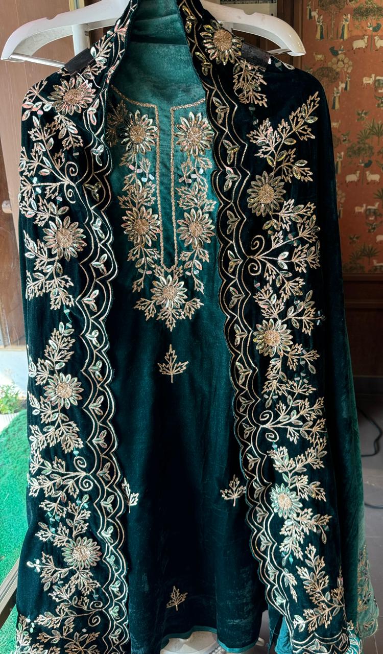 Pure silk velvet Ombre shaded Suits