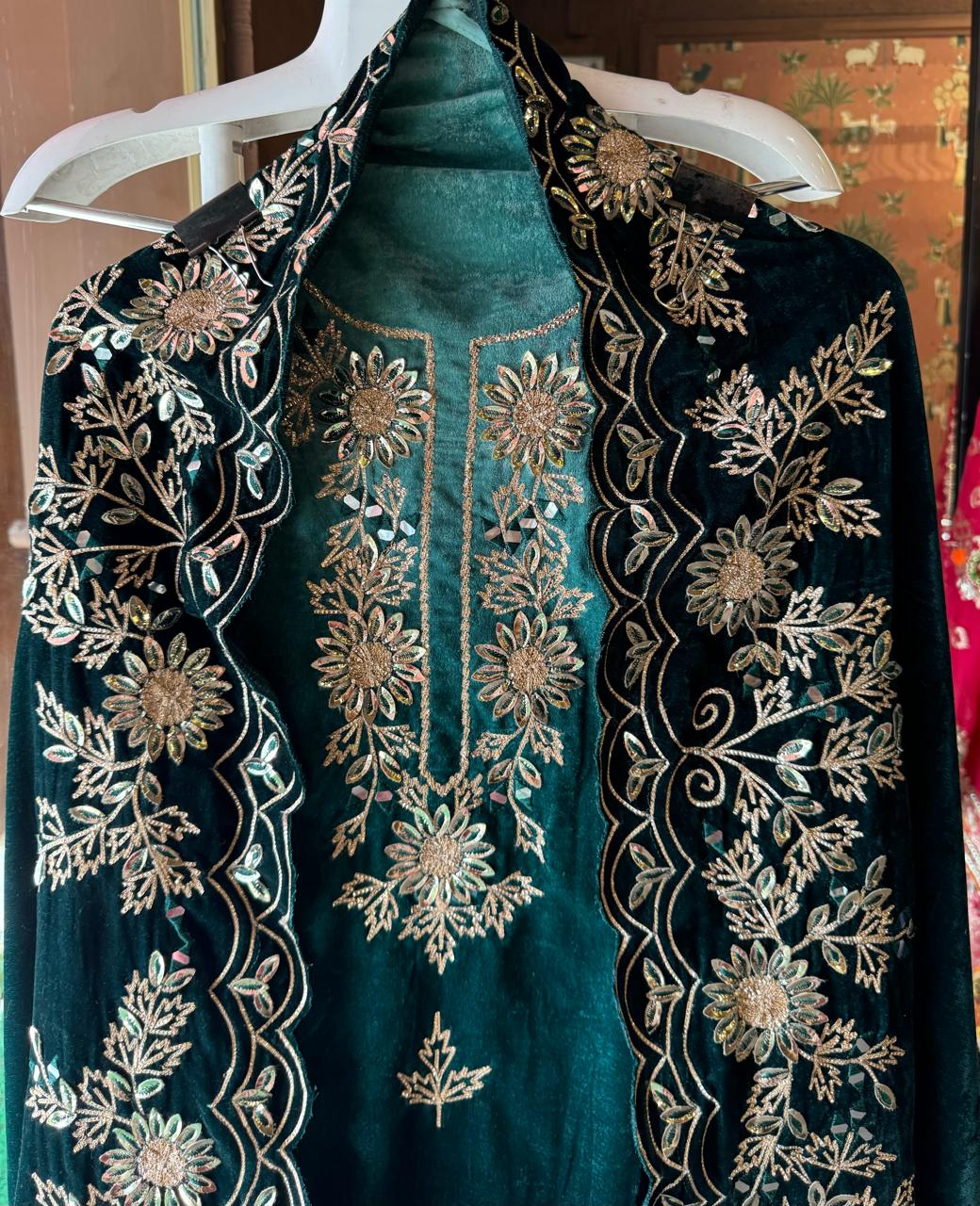 Pure silk velvet Ombre shaded Suits