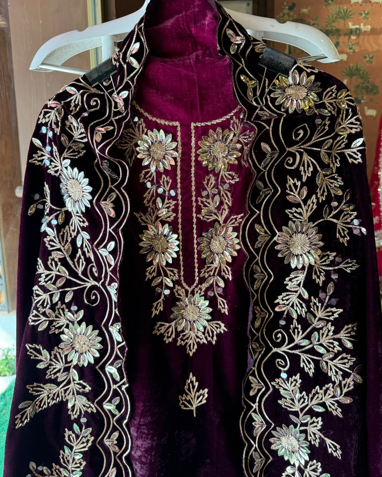 Pure silk velvet Ombre shaded Suits