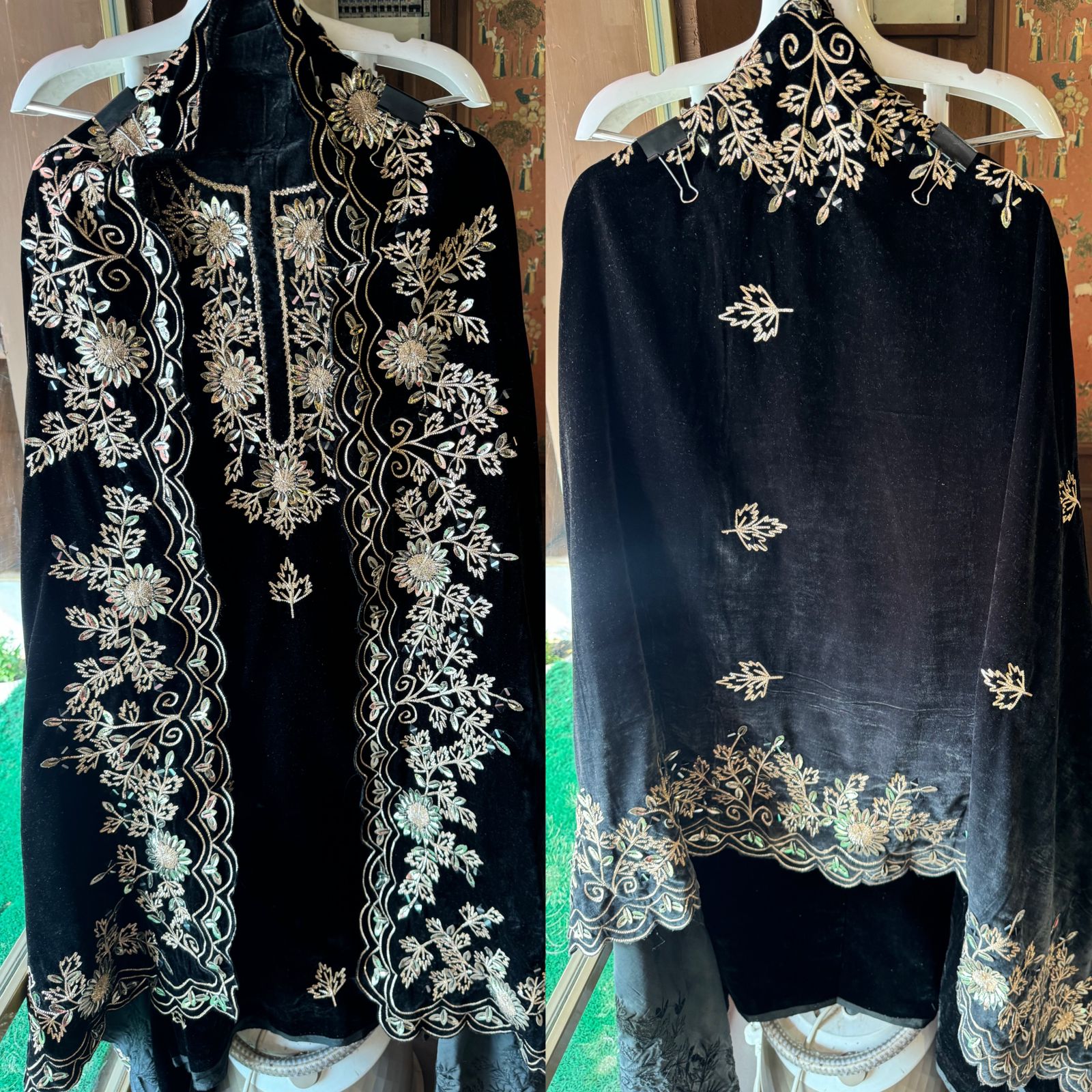 Pure silk velvet Ombre shaded Suits